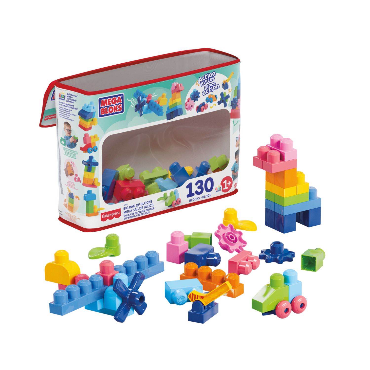 Mega bloks - sacca grande, 130 blocchi colorati e pezzi speciali inclusi - MEGA BLOKS