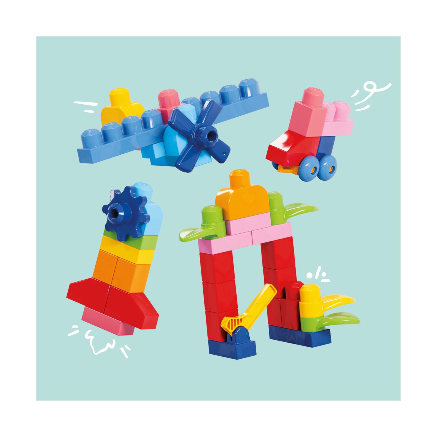 Mega bloks - sacca grande, 130 blocchi colorati e pezzi speciali inclusi - MEGA BLOKS