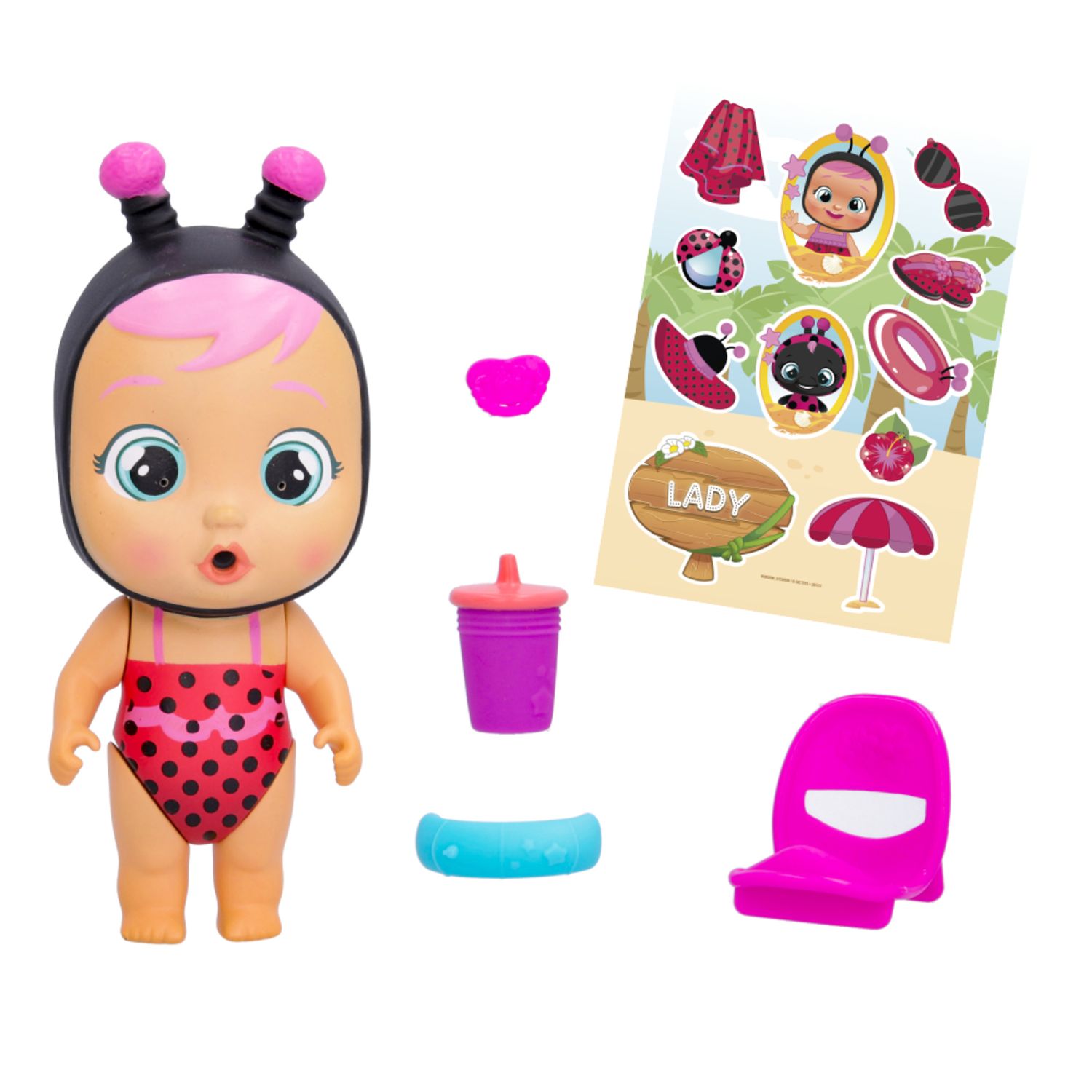 Cry babies magic tears beach babies, bambola singola assortita  da collezionare con costumi che piangono lacrime vere - CRY BABIES
