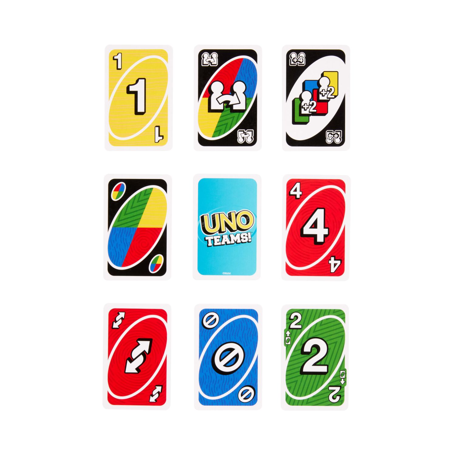Mattel games - uno teams, versione a squadre, regole speciali e nuove carte squadra jolly - UNO