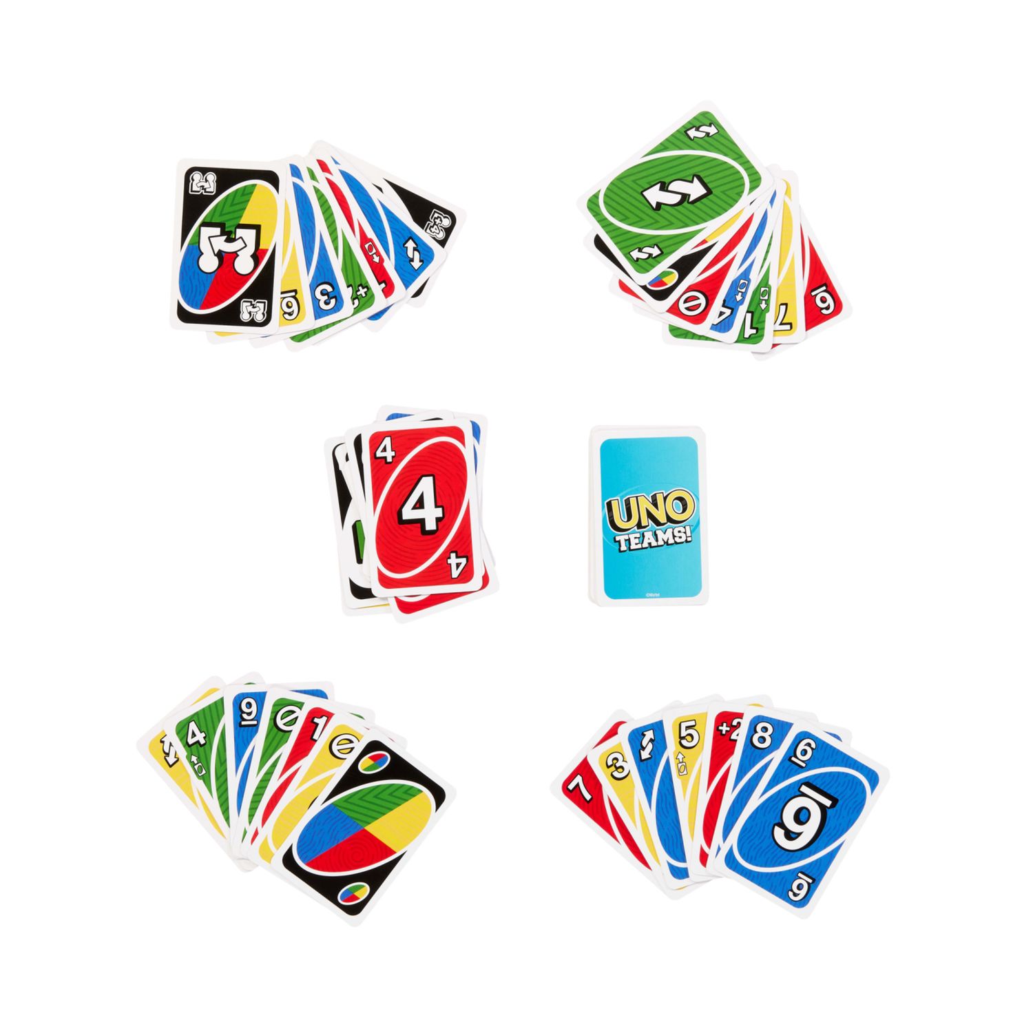 Mattel games - uno teams, versione a squadre, regole speciali e nuove carte squadra jolly - UNO