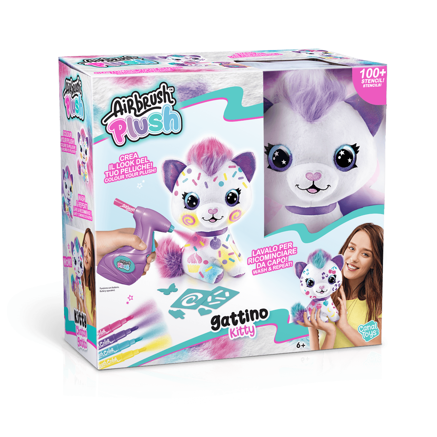 Airbrush plush - peluche gattino - libera la fantasia - ROCCO GIOCATTOLI