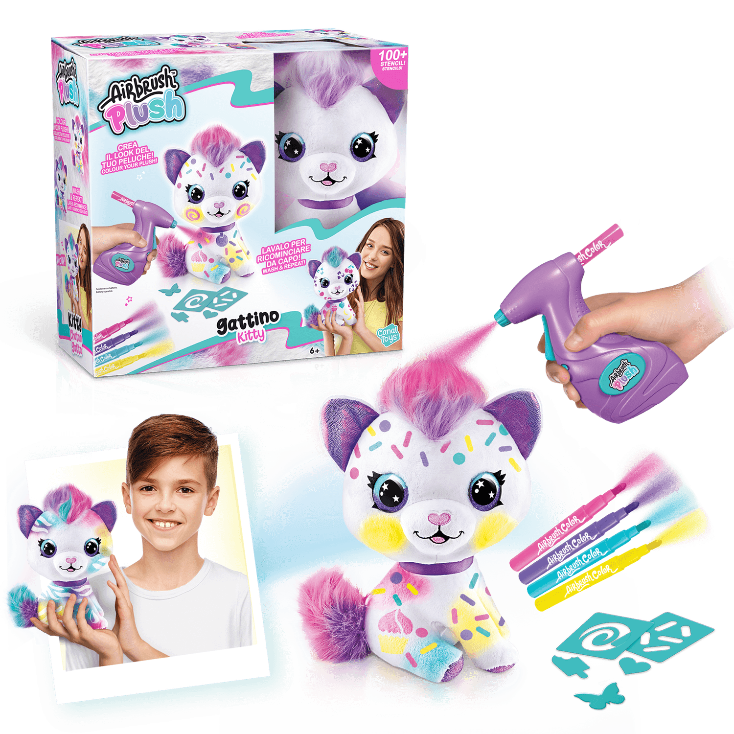 Airbrush plush - peluche gattino - libera la fantasia - ROCCO GIOCATTOLI