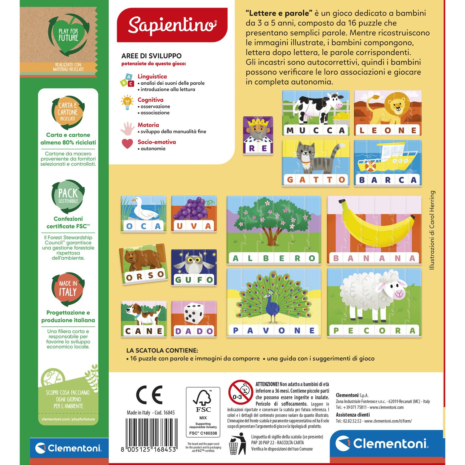 Clementoni lettere e parole 16845 – gioco educativo lettere per bambini - SAPIENTINO