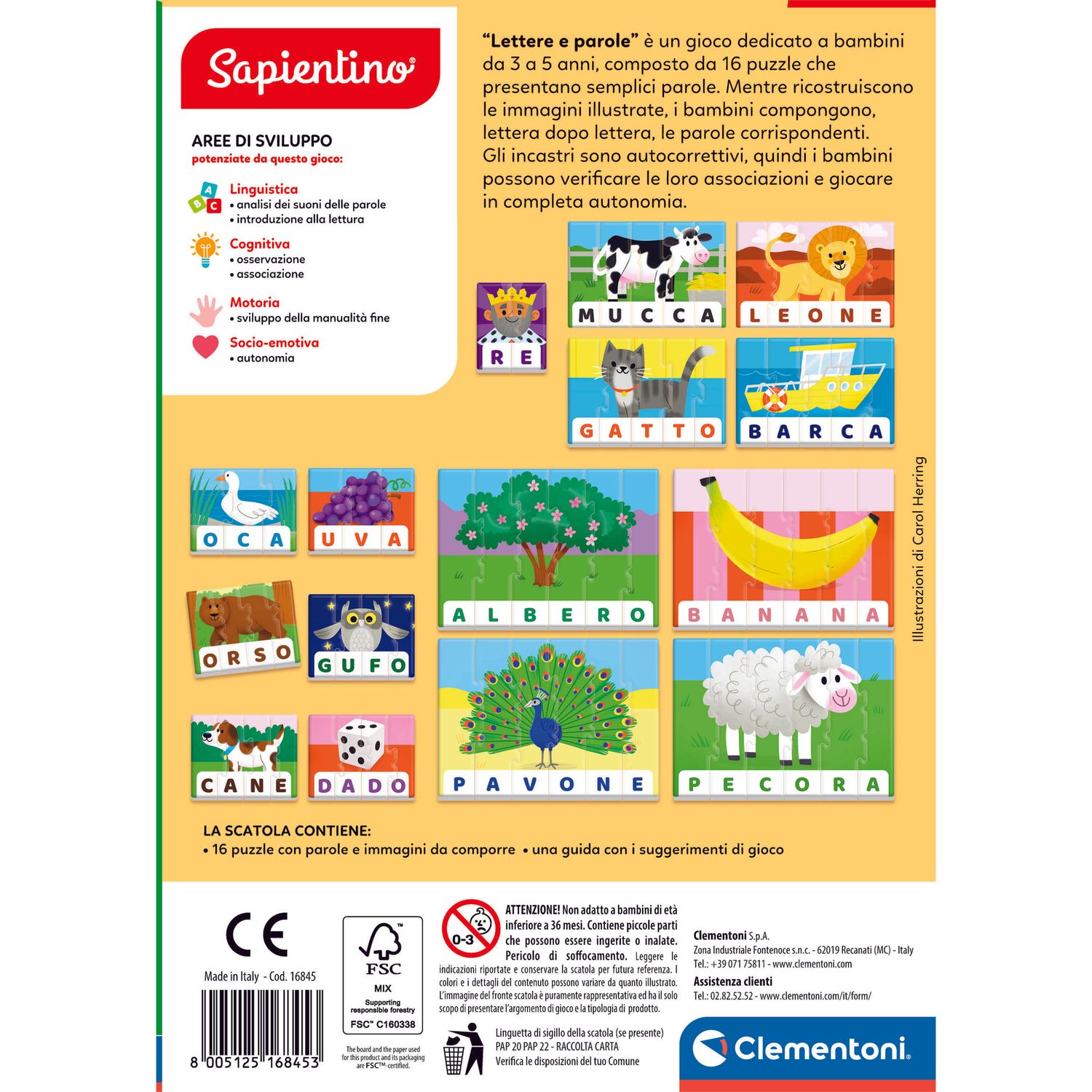 Clementoni lettere e parole 16845 – gioco educativo lettere per bambini - SAPIENTINO