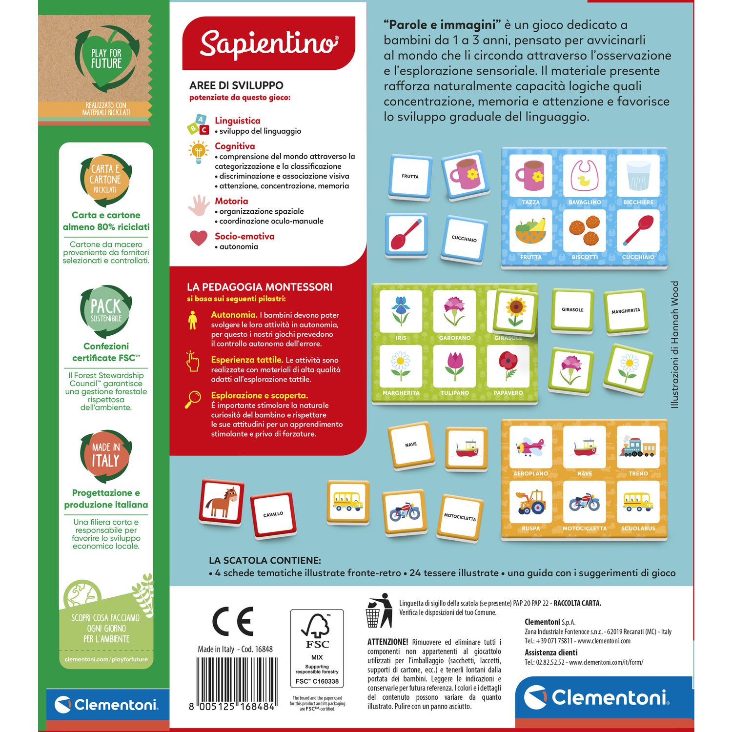 Clementoni montessori parole e immagini 16848 – gioco educativo montessori - SAPIENTINO