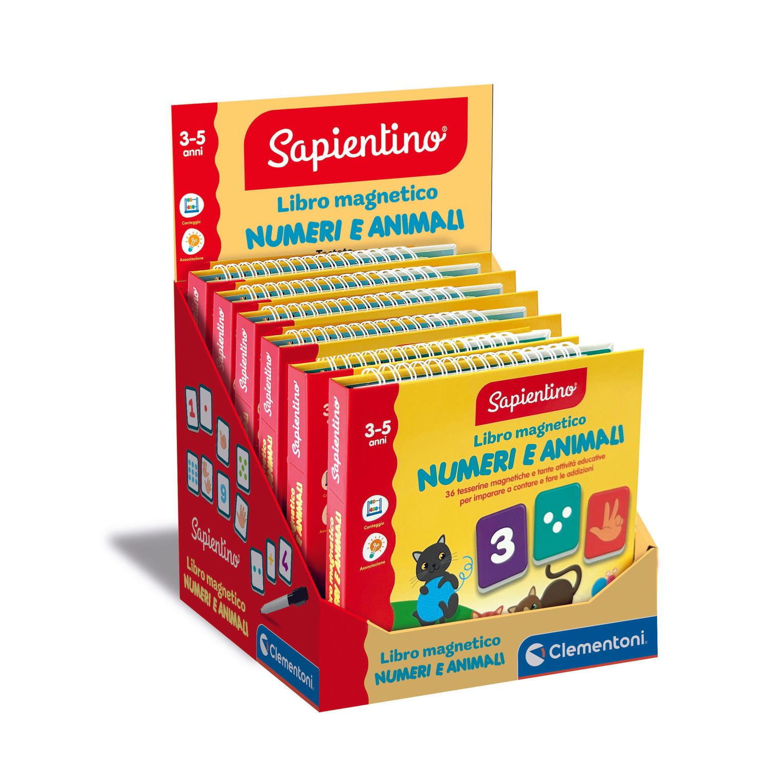Clementoni sapientino libro magnetico numeri e animali 16493 – gioco educativo numeri e animali - assortito - SAPIENTINO