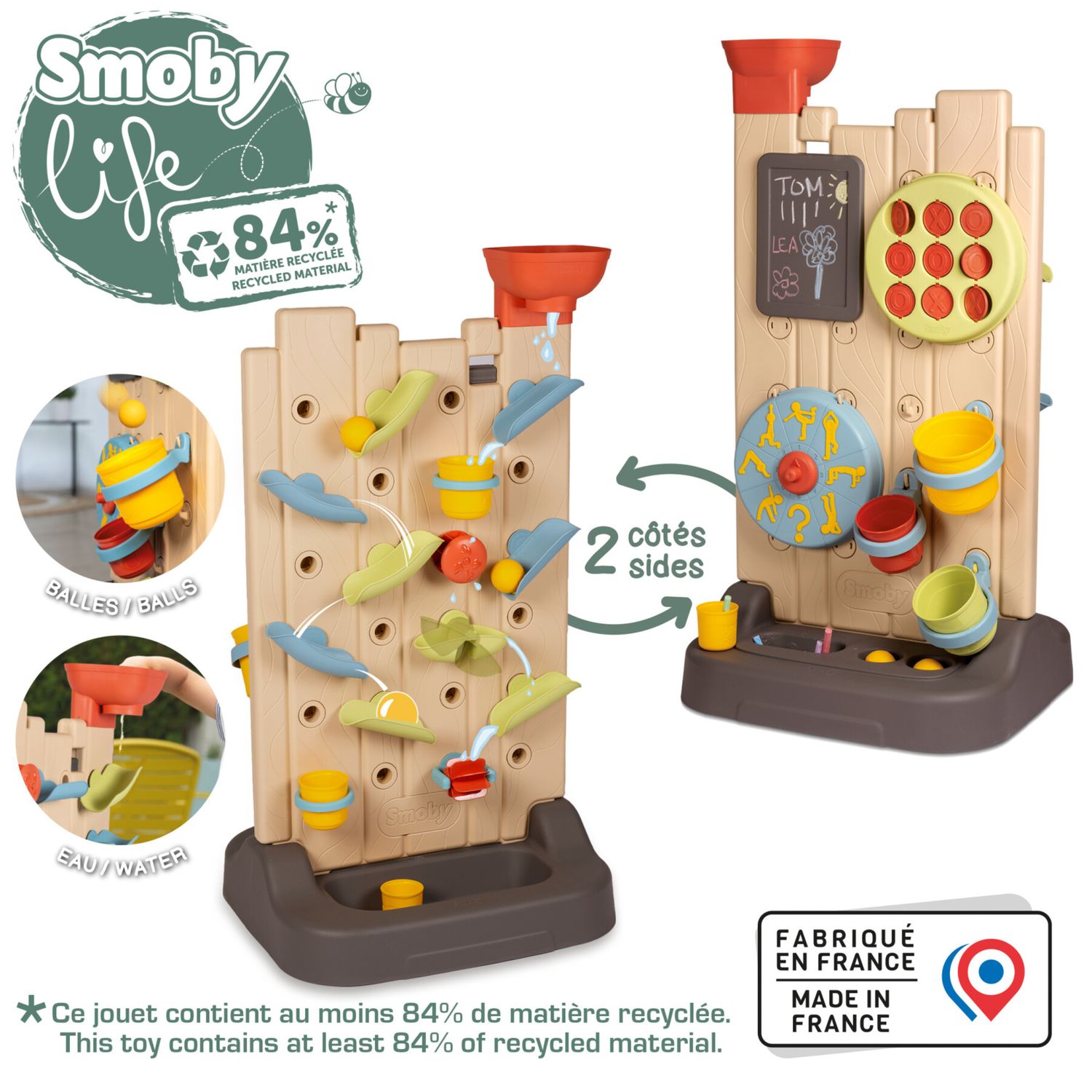 Smoby life activity wall - parete attività bifacciale con 6+ giochi e 29 accessori – divertimento educativo - SMOBY