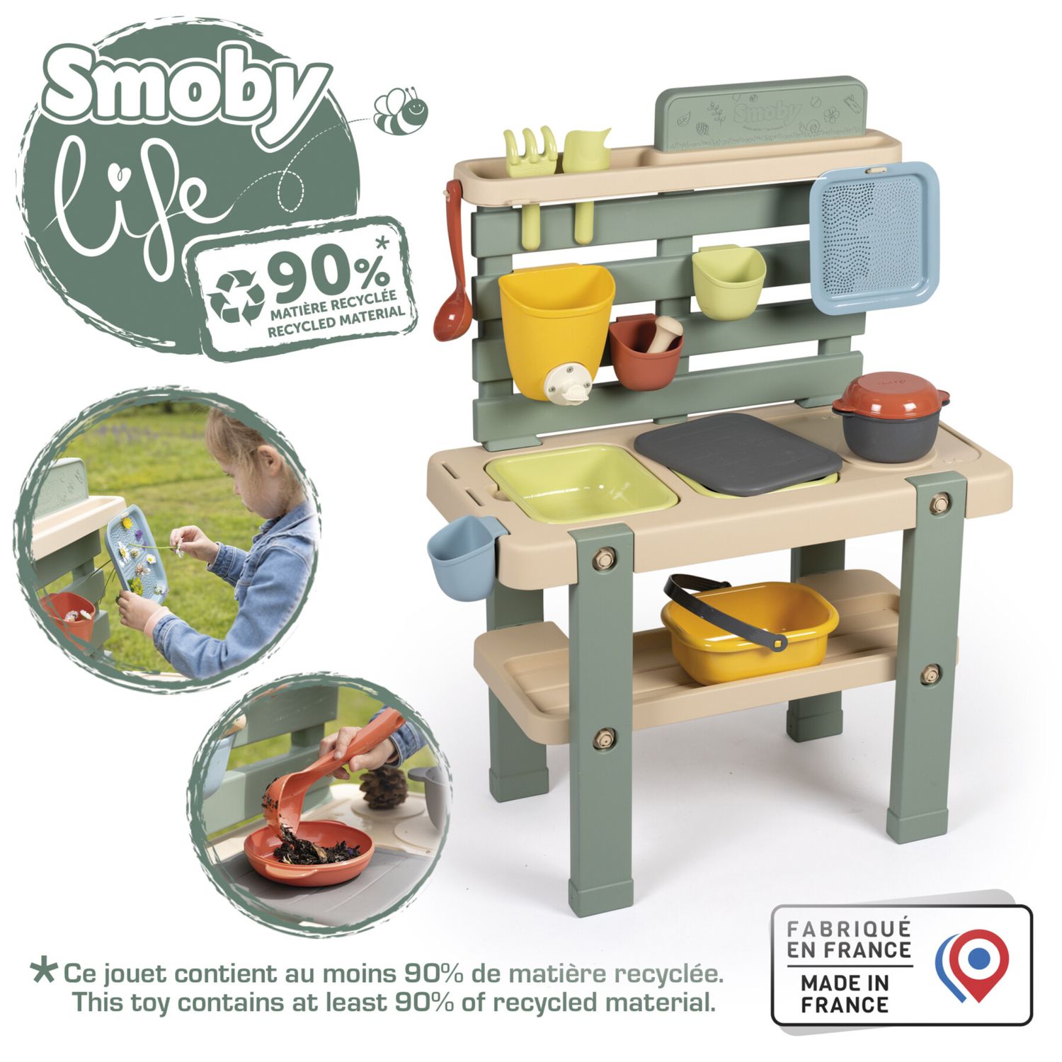 Centro giardinaggio smoby life per bambini – cucina da esterno con accessori, resistente e realistica - SMOBY