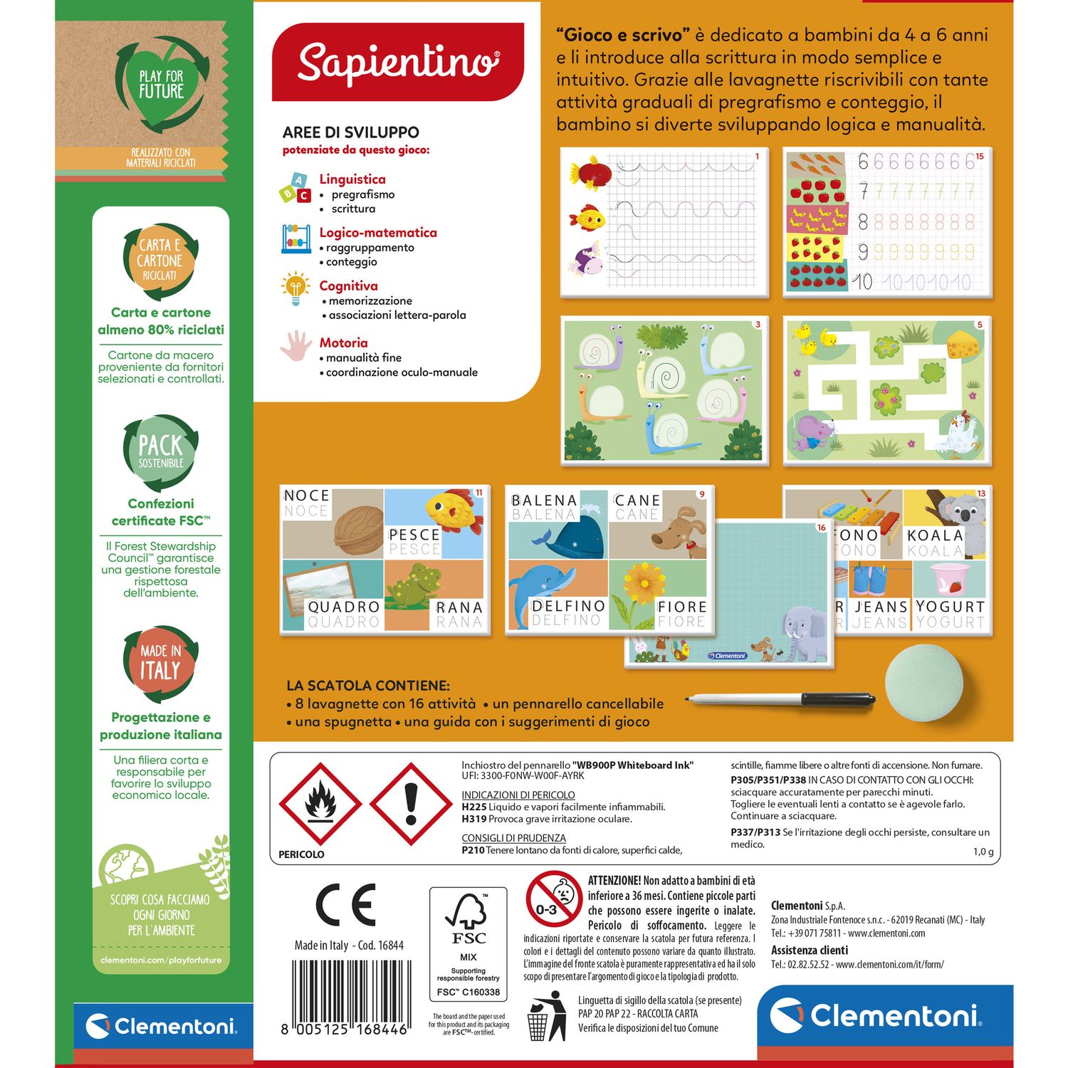 Clementoni imparo a scrivere 16844 – gioco educativo scrittura per bambini - SAPIENTINO