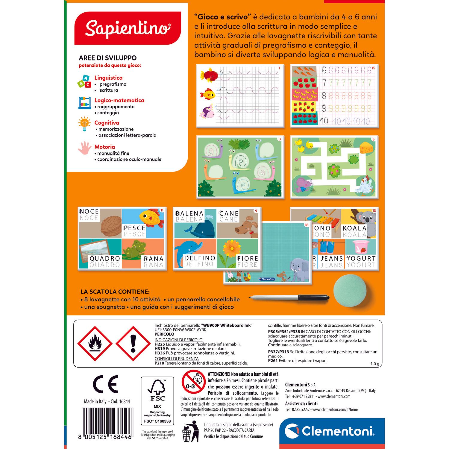 Clementoni imparo a scrivere 16844 – gioco educativo scrittura per bambini - SAPIENTINO
