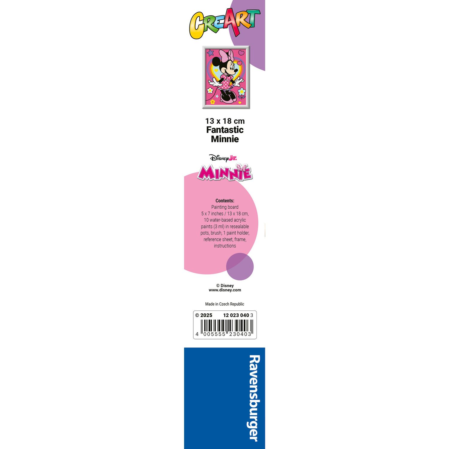 Ravensburger creart - minnie - dipingi con i numeri, set completo 7+ anni - Minnie