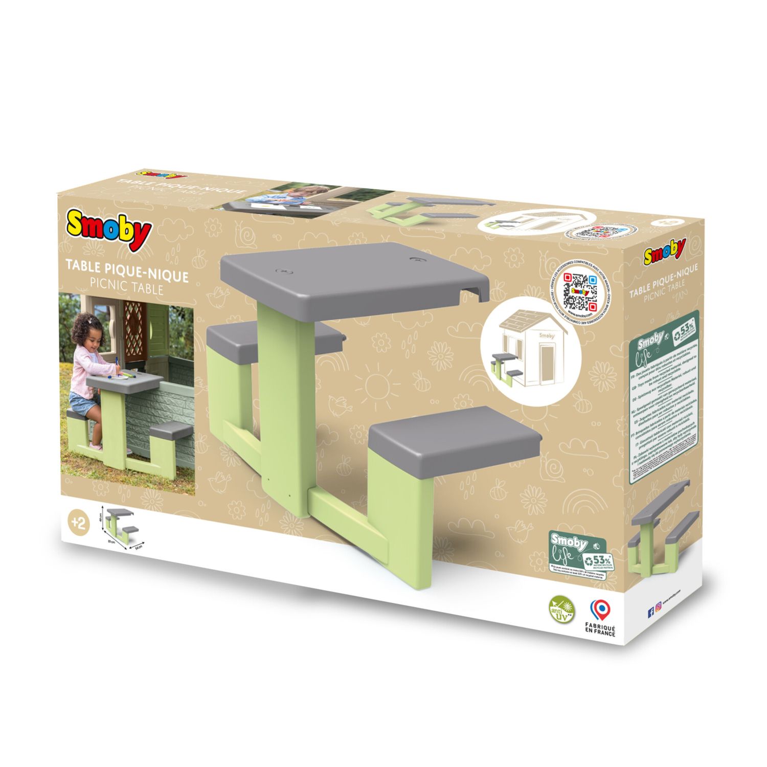 Tavolo da picnic per casette smoby life – con panchine e spazio merenda - SMOBY
