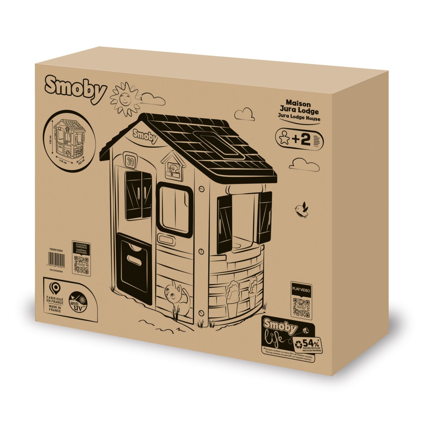 Casetta smoby life jura lodge per bambini - gioco all'aperto resistente e sicura - 2+ - SMOBY