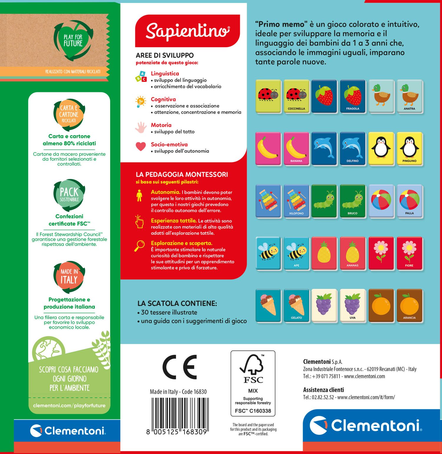 Clementoni - montessori flashcards baby - primo memo - 16830 - SAPIENTINO