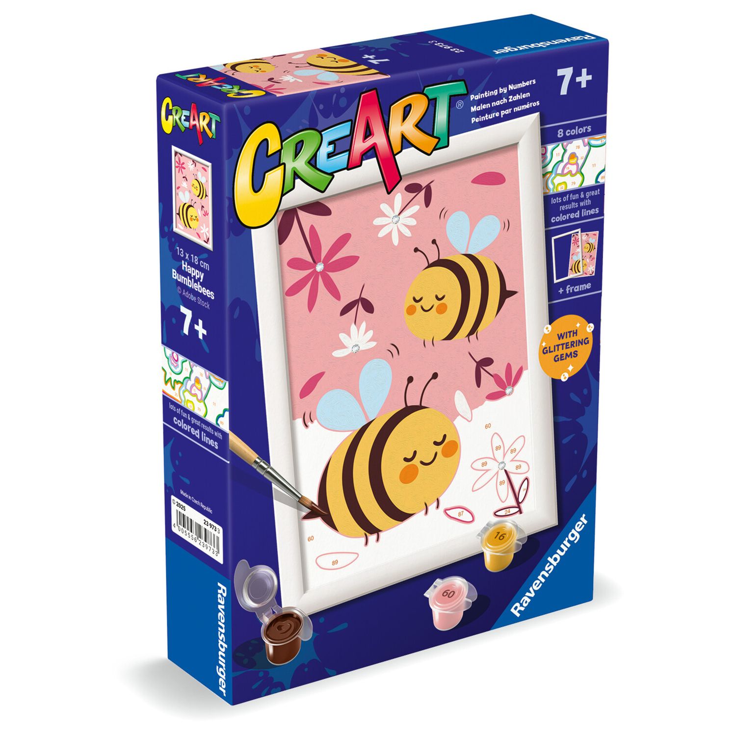Ravensburger creart - apette felici - kit per dipingere con numeri, 7+ anni - RAVENSBURGER
