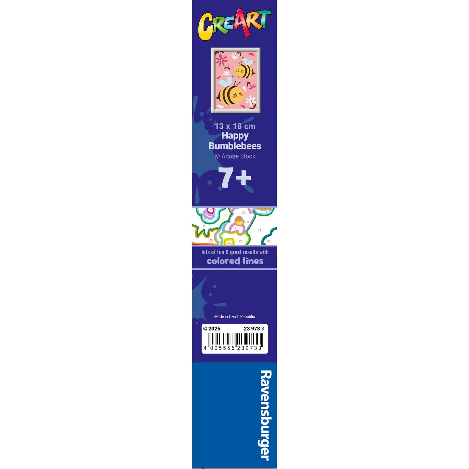 Ravensburger creart - apette felici - kit per dipingere con numeri, 7+ anni - RAVENSBURGER