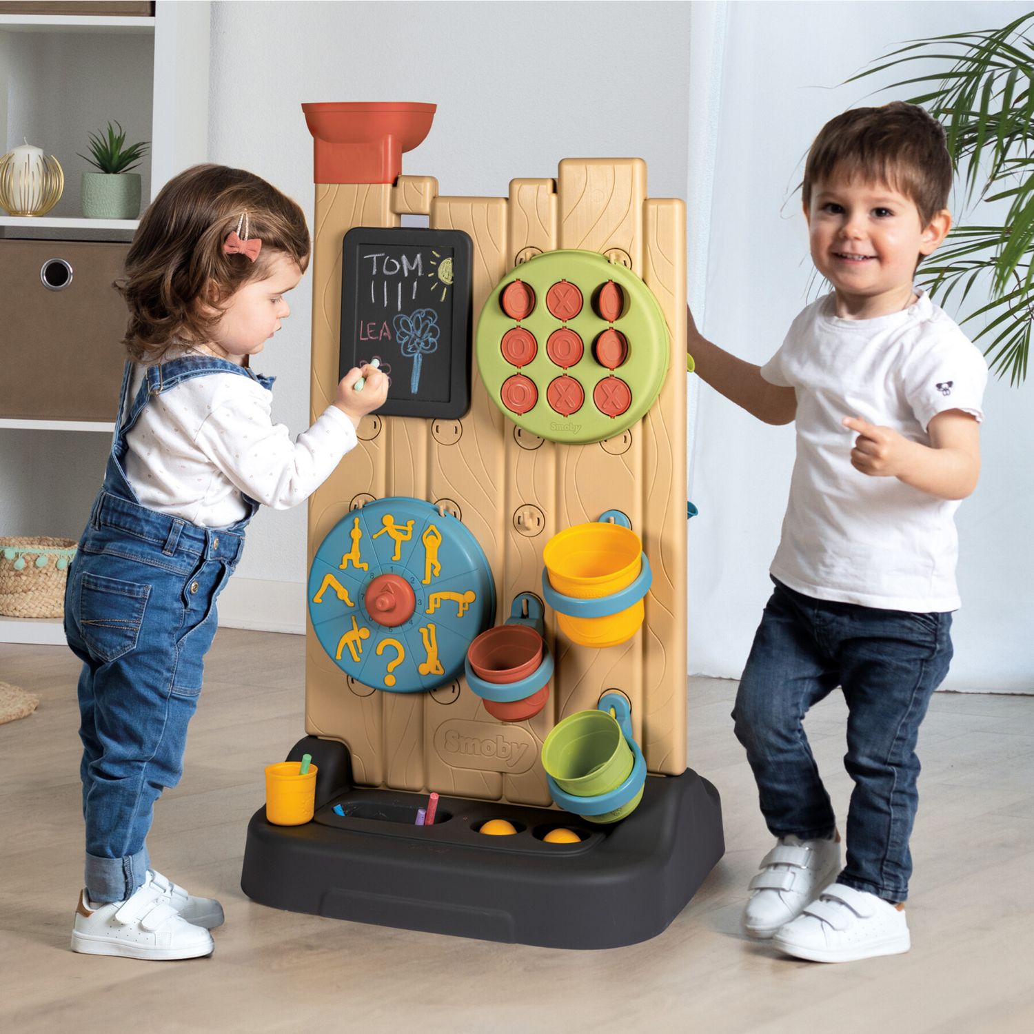 Smoby life activity wall - parete attività bifacciale con 6+ giochi e 29 accessori – divertimento educativo - SMOBY