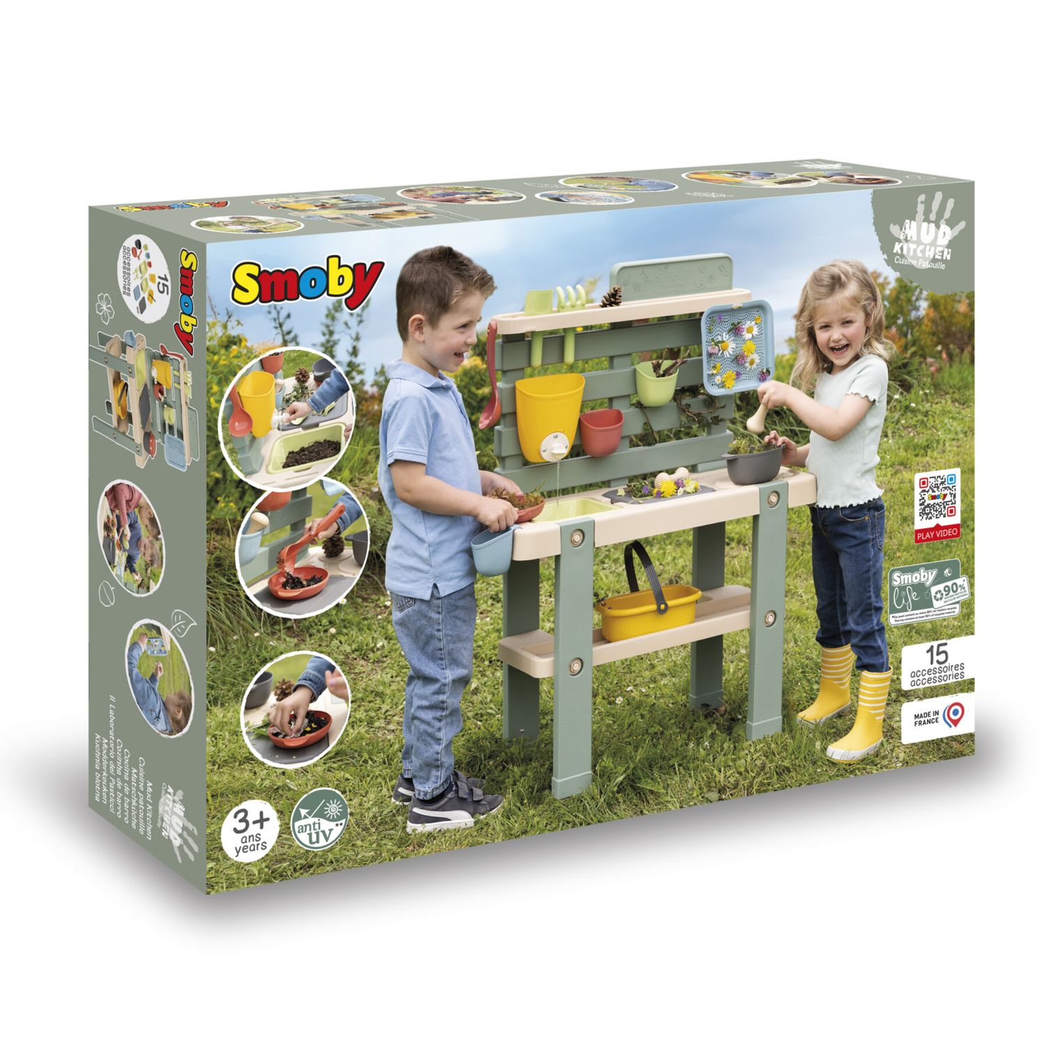 Centro giardinaggio smoby life per bambini – cucina da esterno con accessori, resistente e realistica - SMOBY