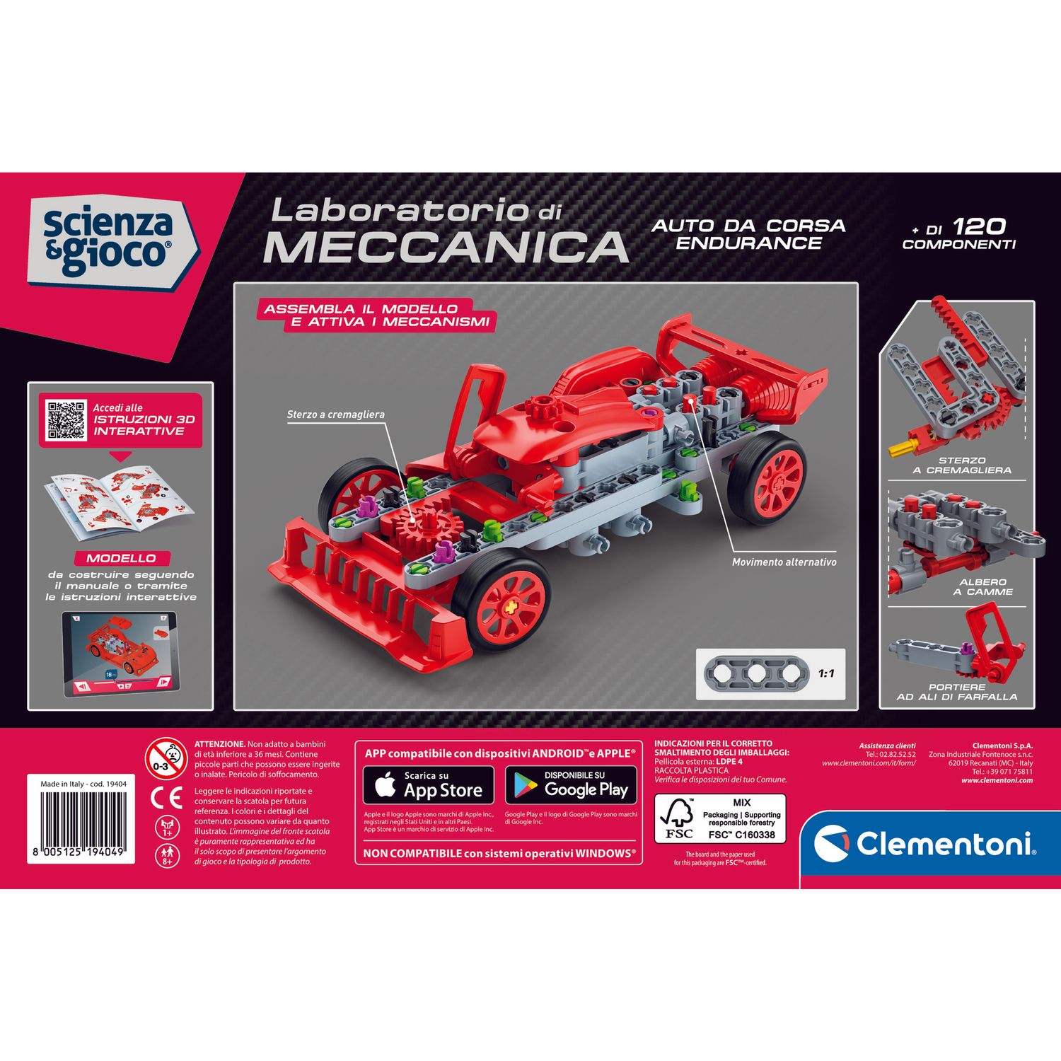 Clementoni scienza & gioco endurance racing car 19404 – gioco