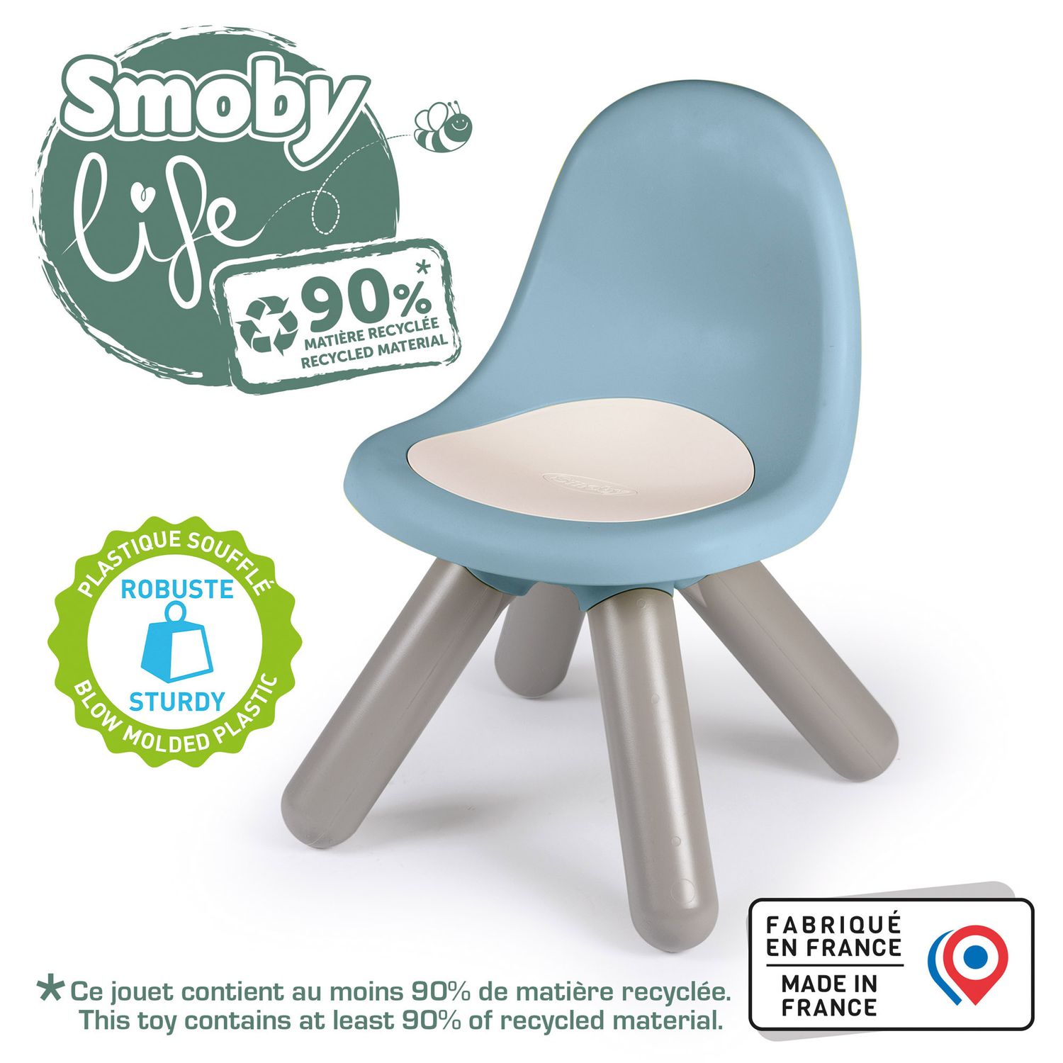 Smoby life sedia blu eco-friendly per bambini - sostenibile, sicura e comoda - 18m+ - SMOBY