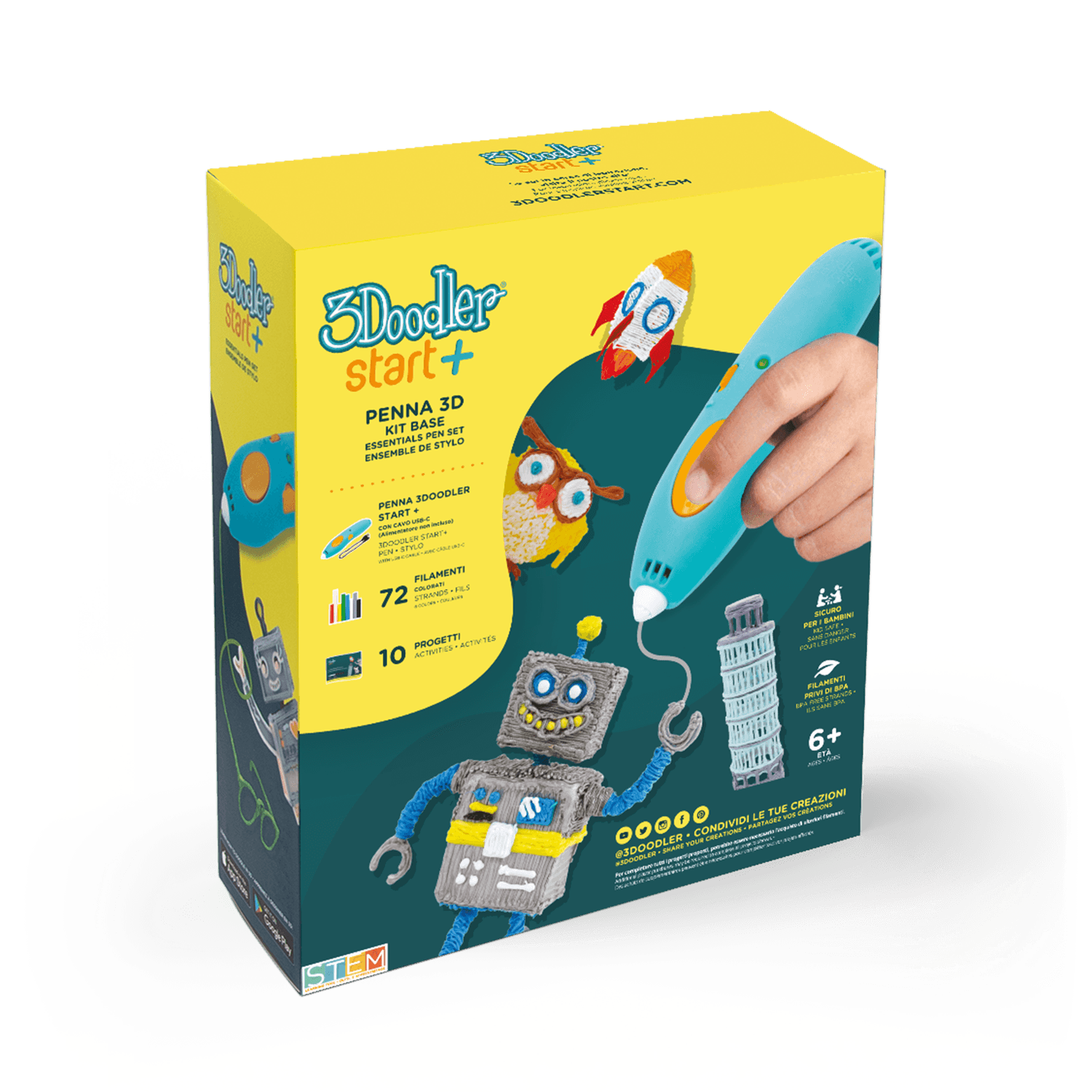 3doodler start+ set penna base: i tuoi sogni in 3d - ROCCO GIOCATTOLI