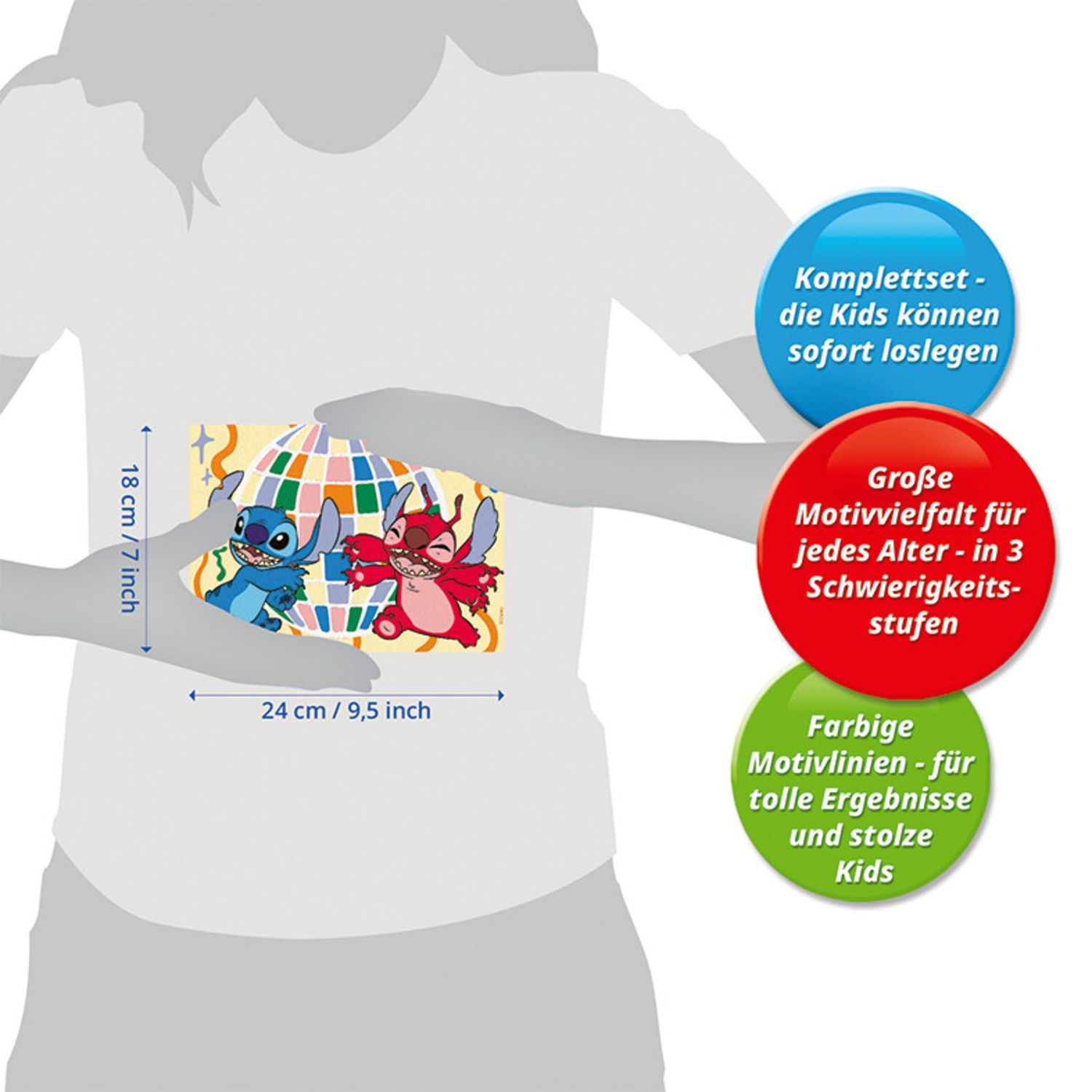 Ravensburger creart - stitch & leroy - set per dipingere con tavola e colori, 9+ anni - Disney Stitch