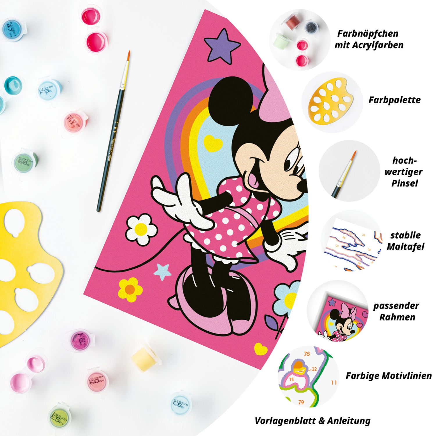 Ravensburger creart - minnie - dipingi con i numeri, set completo 7+ anni - Minnie