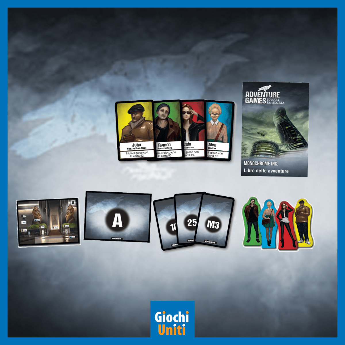 Adventure game: monochrome inc. - gioco da tavolo per 1-4 giocatori dai 12 anni in su - Giochi Uniti