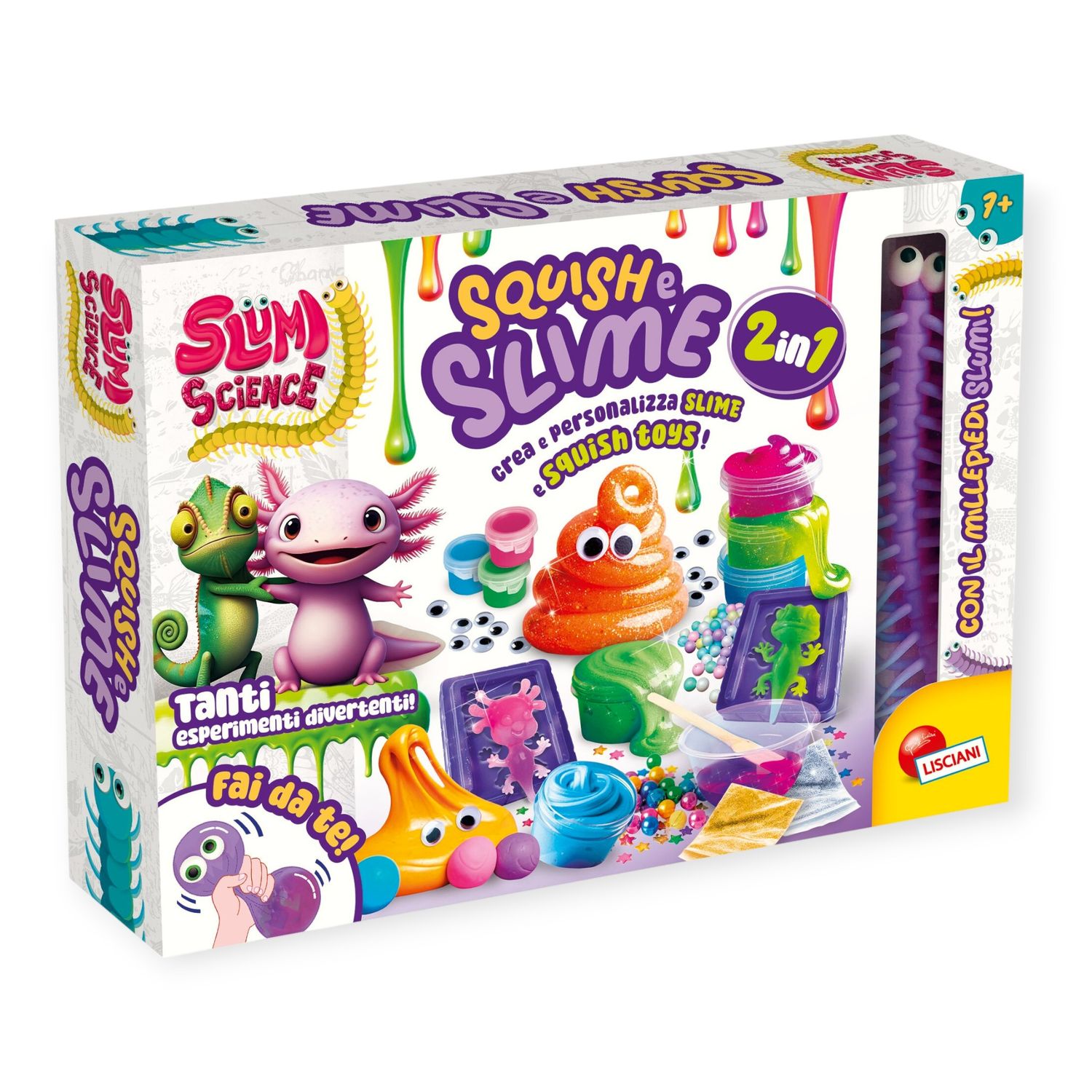 Slumi science squish e slime – kit 2 in 1 per creare squish toys e slime colorati con effetti unici! - LISCIANI