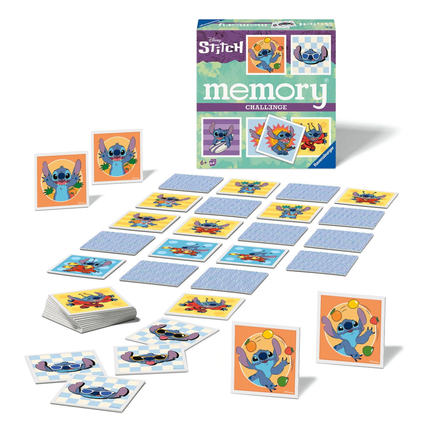 Ravensburger memory stitch challenge - gioco di memoria con 64 carte, 6+ anni - Disney Stitch