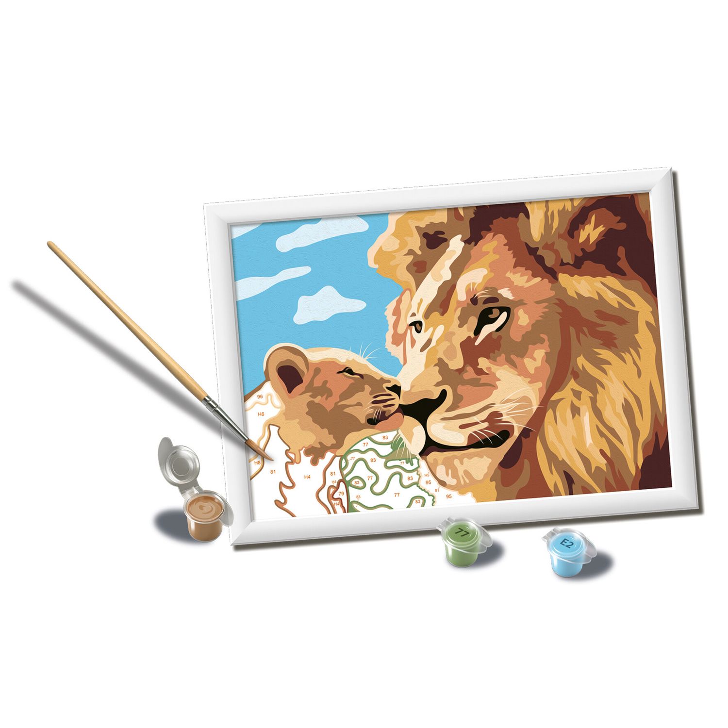 Ravensburger creart - leone e cucciolo - attività di pittura con numeri, 9+ anni - RAVENSBURGER