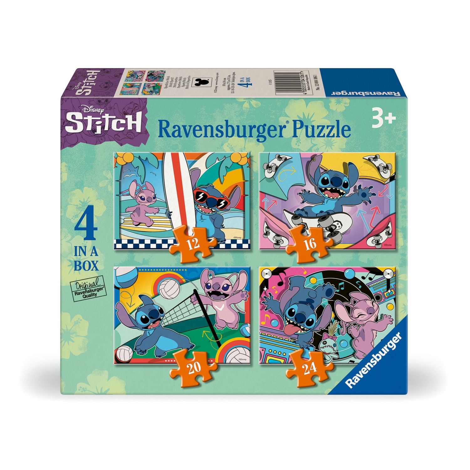 Ravensburger - puzzle disney stitch - set 4 in 1 | 4 puzzle (12-16-20-24 pezzi) -età 3+ - Disney Stitch