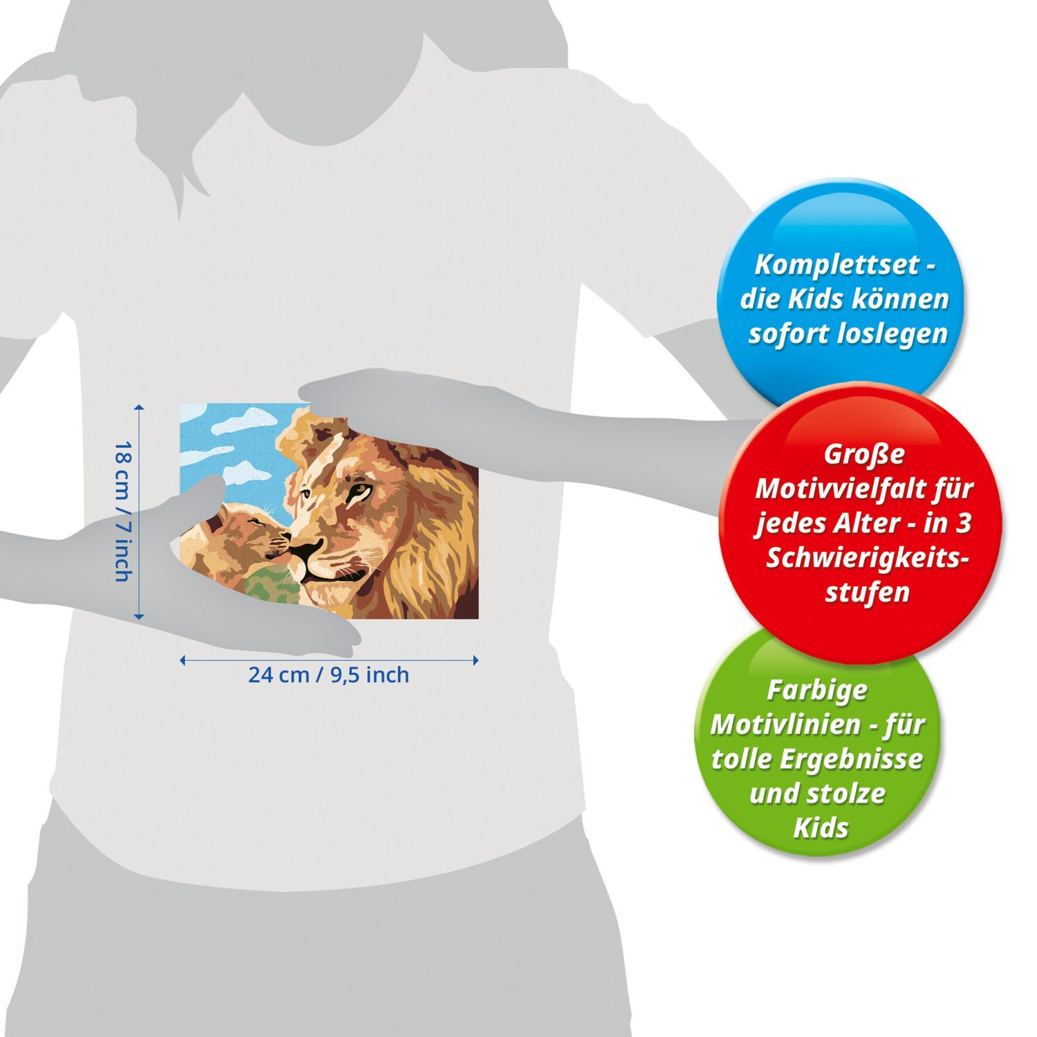 Ravensburger creart - leone e cucciolo - attività di pittura con numeri, 9+ anni - RAVENSBURGER
