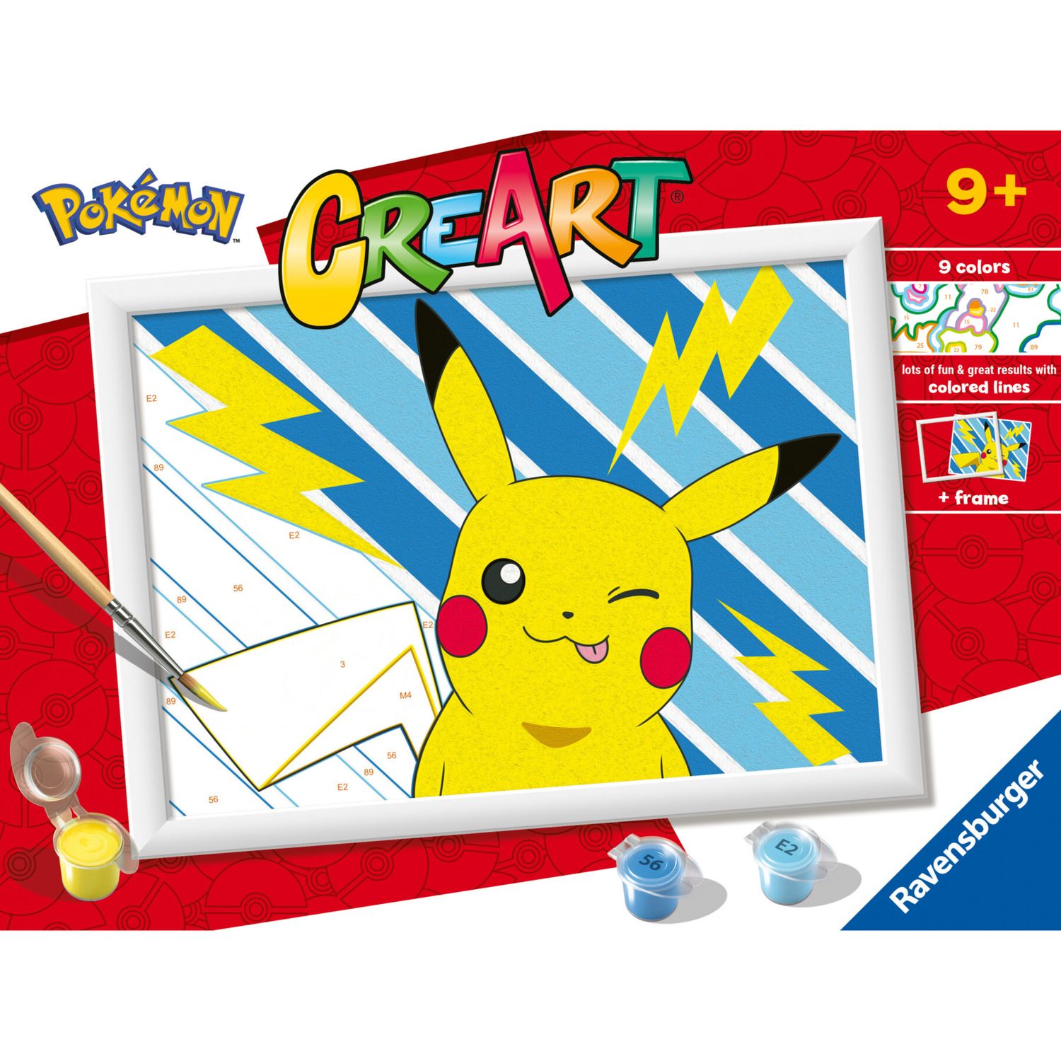 Ravensburger creart - pokémon pikachu - dipingi con i numeri, idea regalo 9+ anni - POKEMON