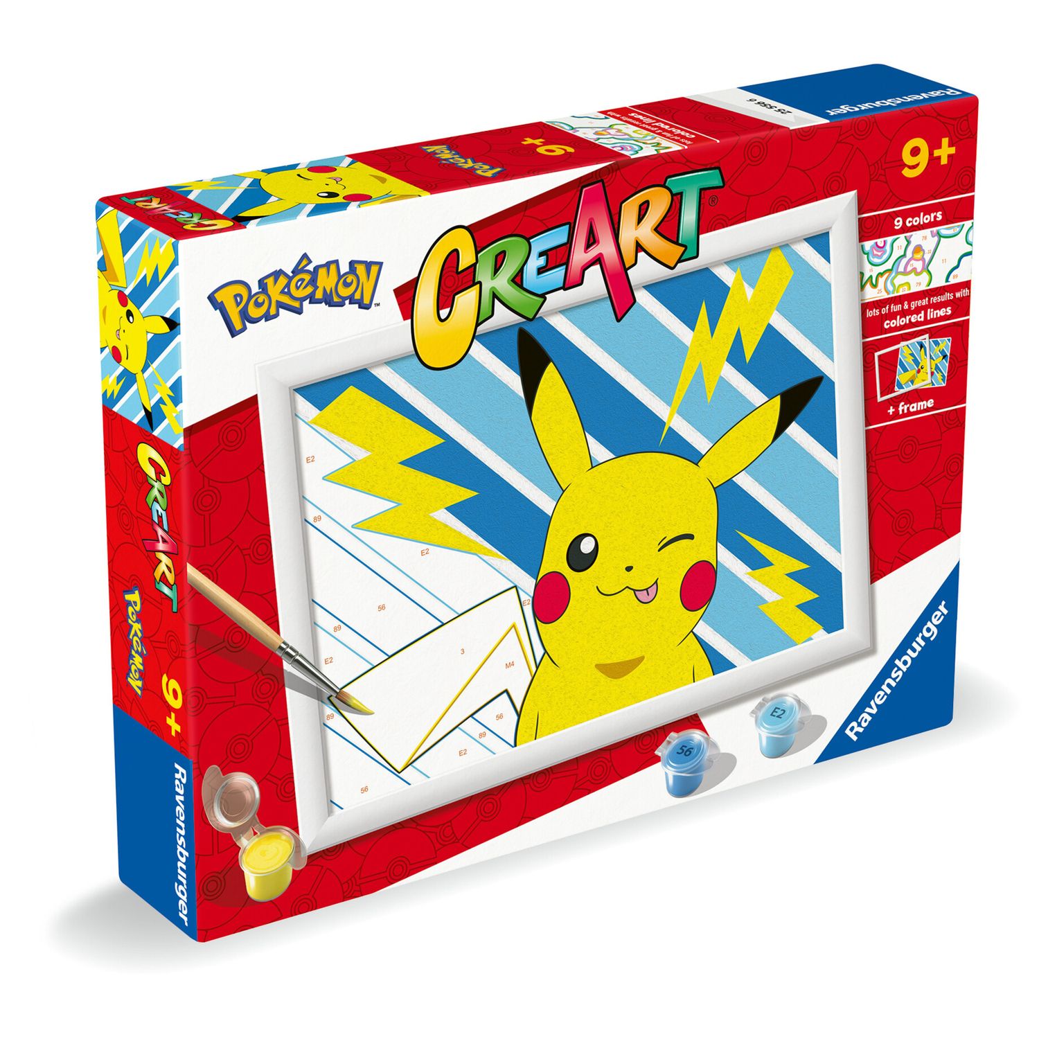 Ravensburger creart - pokémon pikachu - dipingi con i numeri, idea regalo 9+ anni - POKEMON