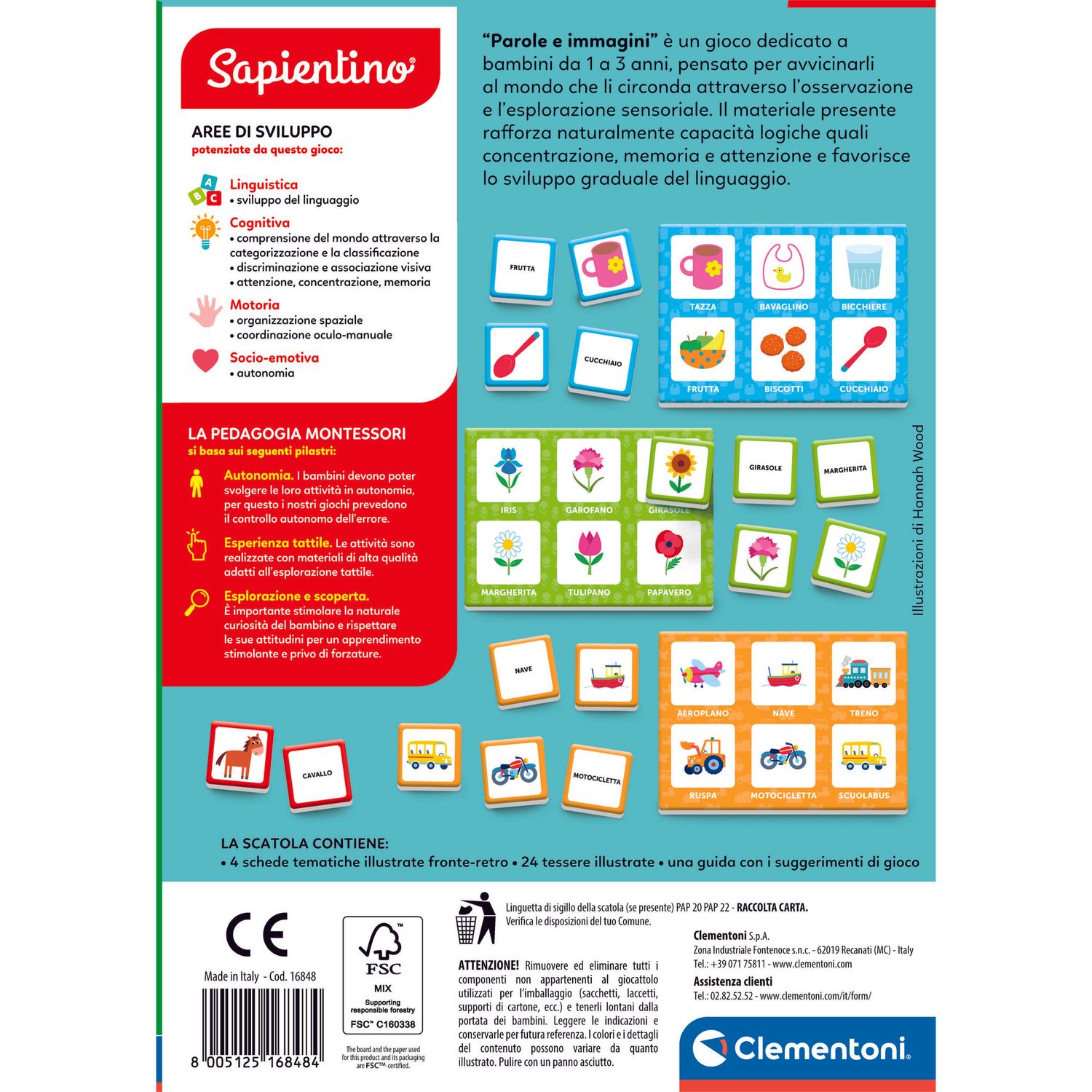 Clementoni montessori parole e immagini 16848 – gioco educativo montessori - SAPIENTINO