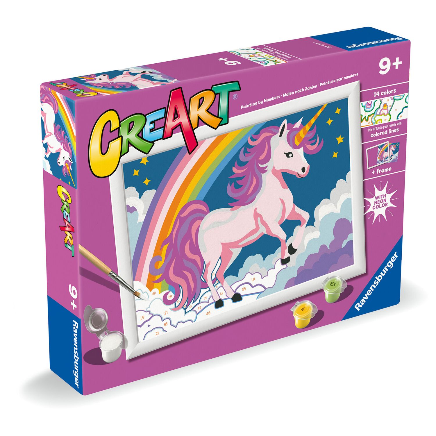 Ravensburger creart - unicorno rosa neon - kit di pittura per bambini 7+ anni - RAVENSBURGER