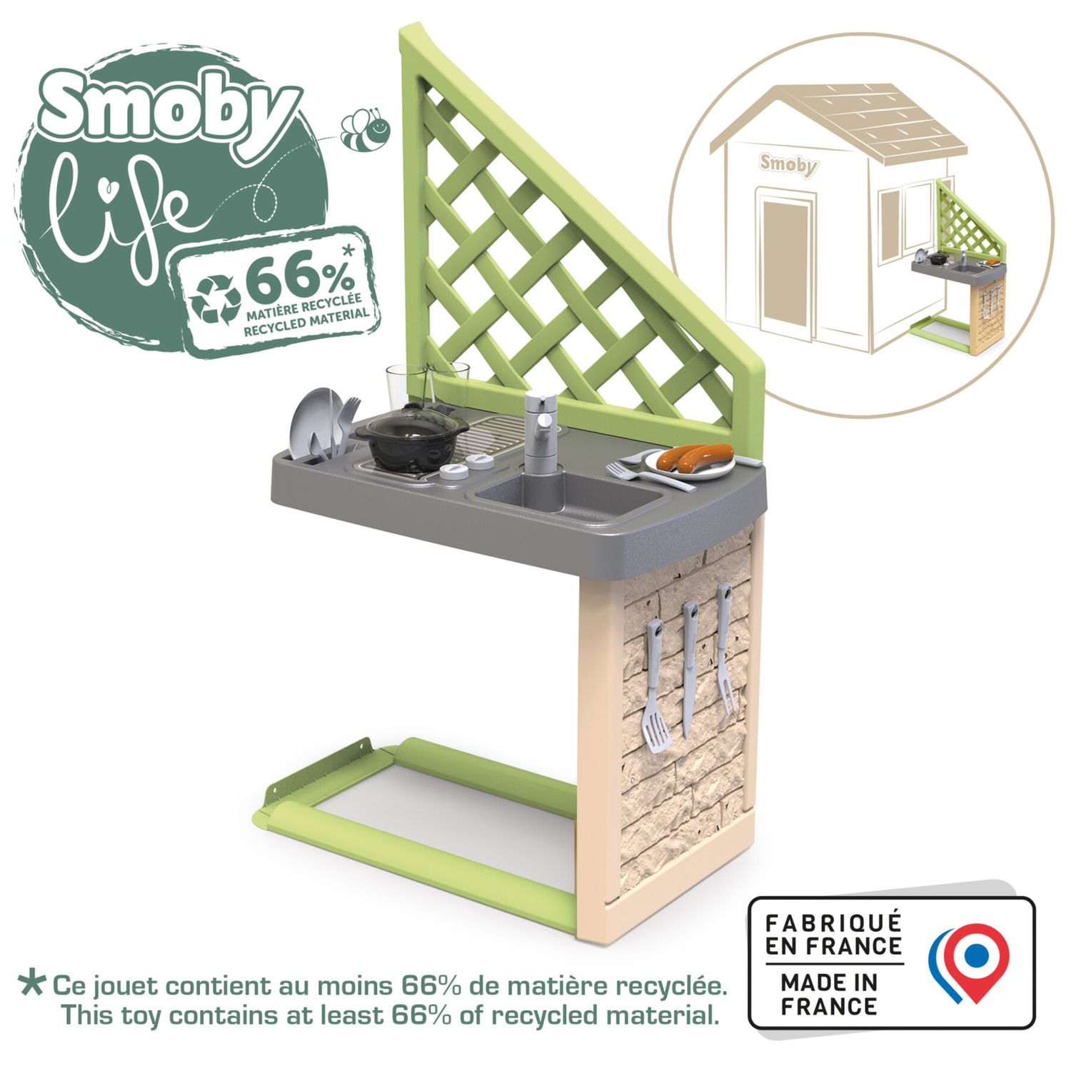 Cucina estiva smoby life per casette - accessori inclusi, gioco creativo - SMOBY
