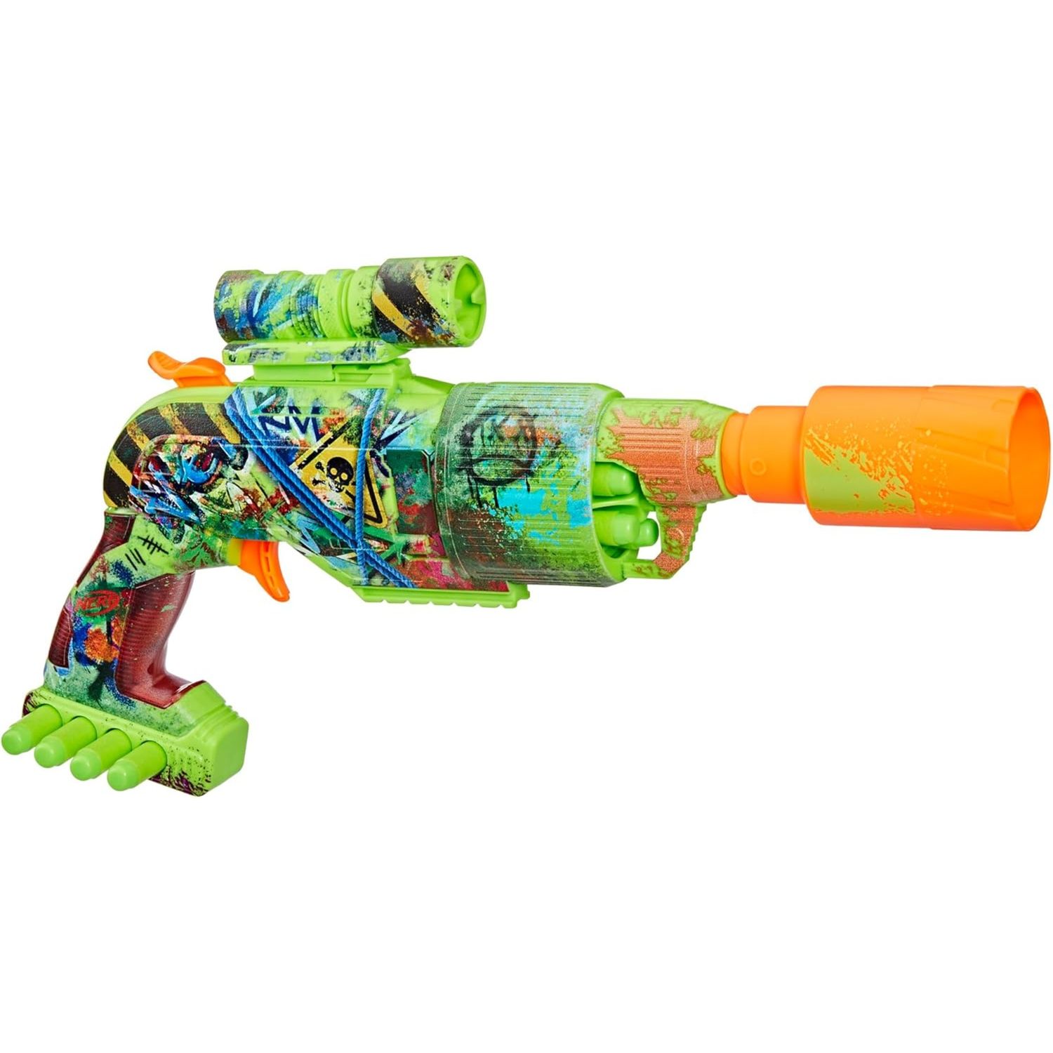 Nerf zombie driller – blaster con tamburo rotante, mirino rimovibile e 16 dardi - NERF