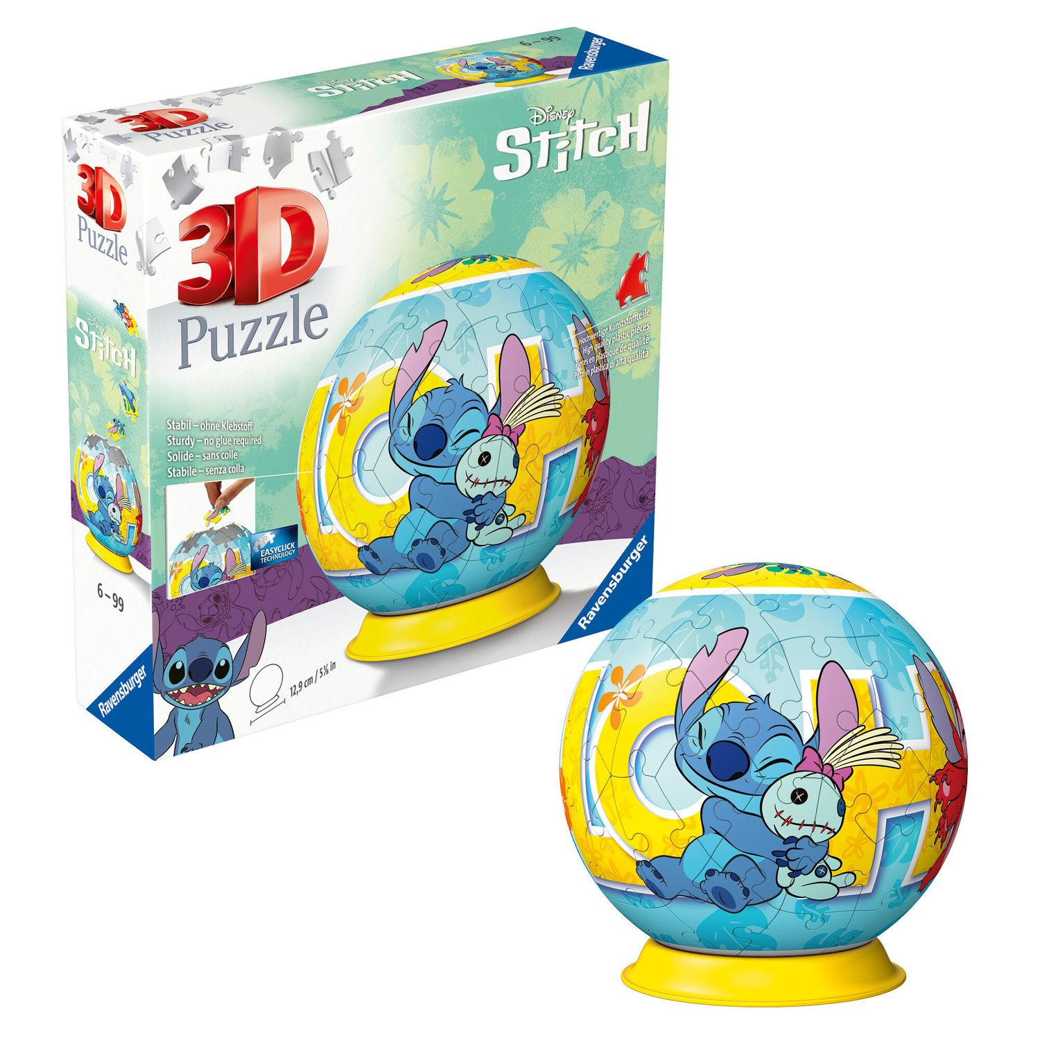 Ravensburger 3d puzzle ball disney stitch - 72 pezzi - puzzle originale 6+ - Disney Stitch