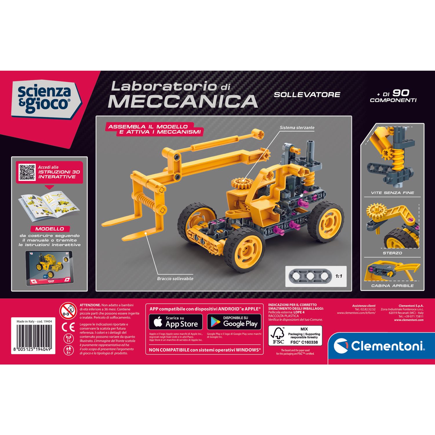 Clementoni scienza & gioco telehandler truck 19405 – giocattolo camion telehandler - CLEMENTONI