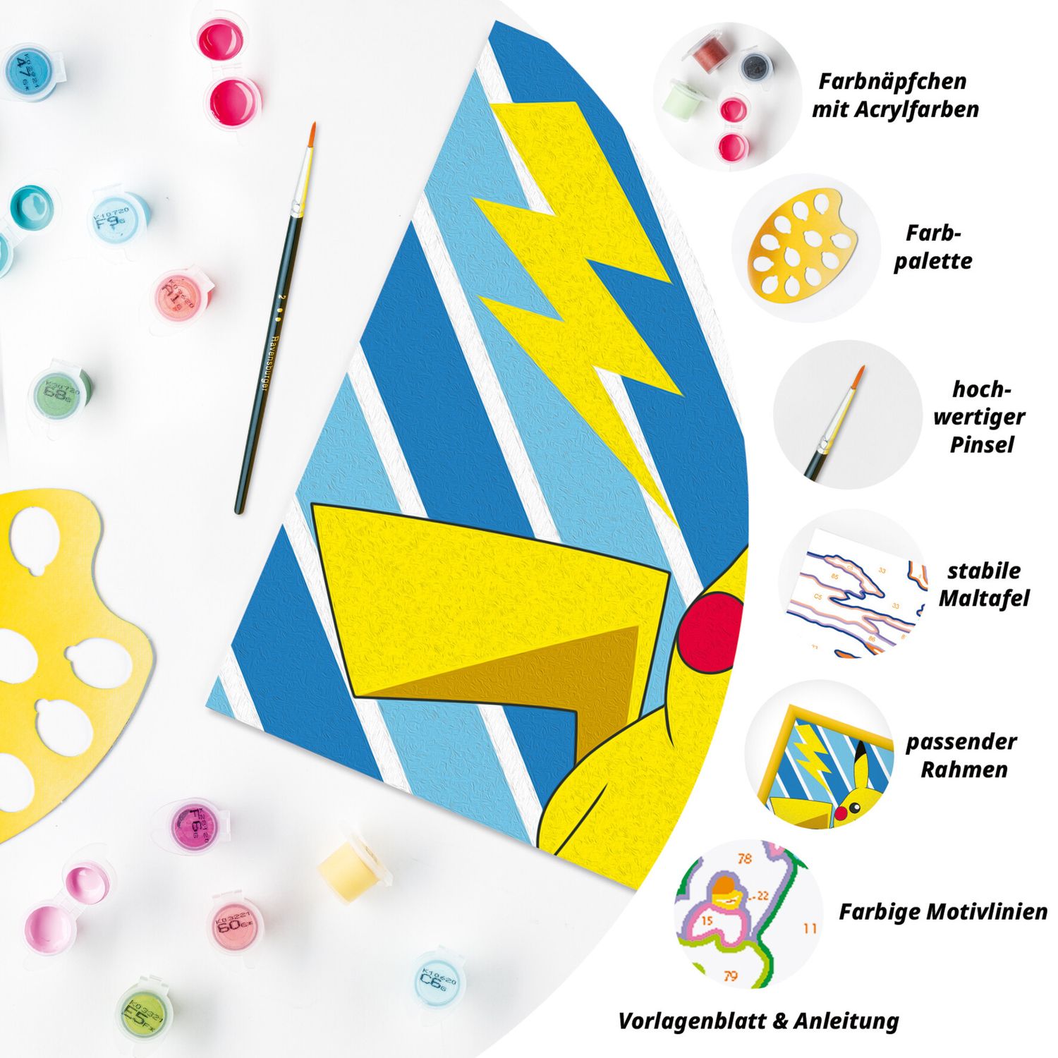 Ravensburger creart - pokémon pikachu - dipingi con i numeri, idea regalo 9+ anni - POKEMON