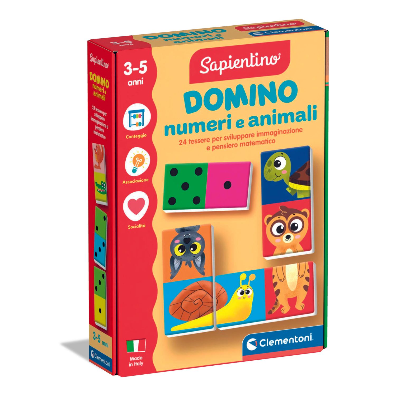 Clementoni domino numeri e animali 16841 – gioco educativo con numeri e animali - SAPIENTINO