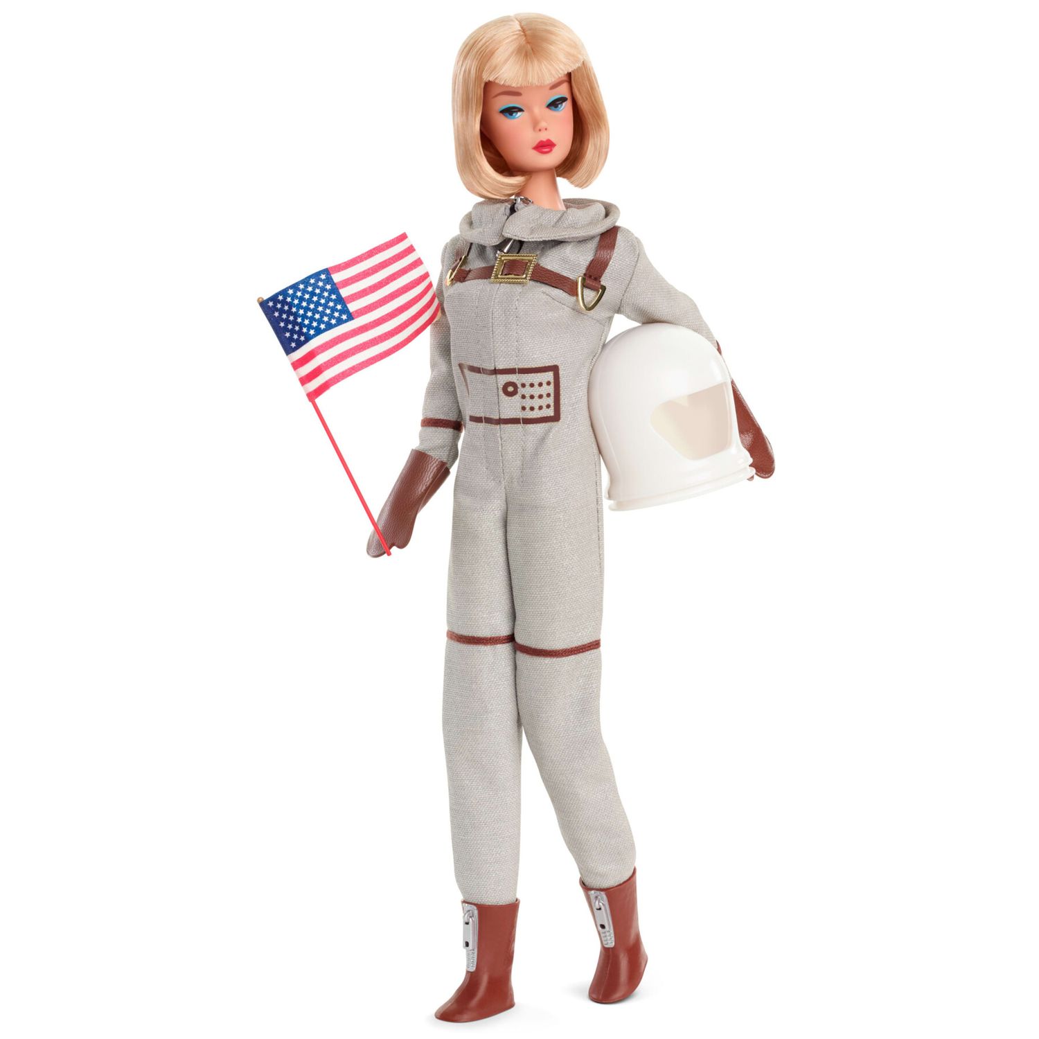 Barbie signature - barbie astronauta, bambola da collezione con tuta argentata, stivali spaziali e casco inclusi, riproduzione vintage del 1965 - Barbie