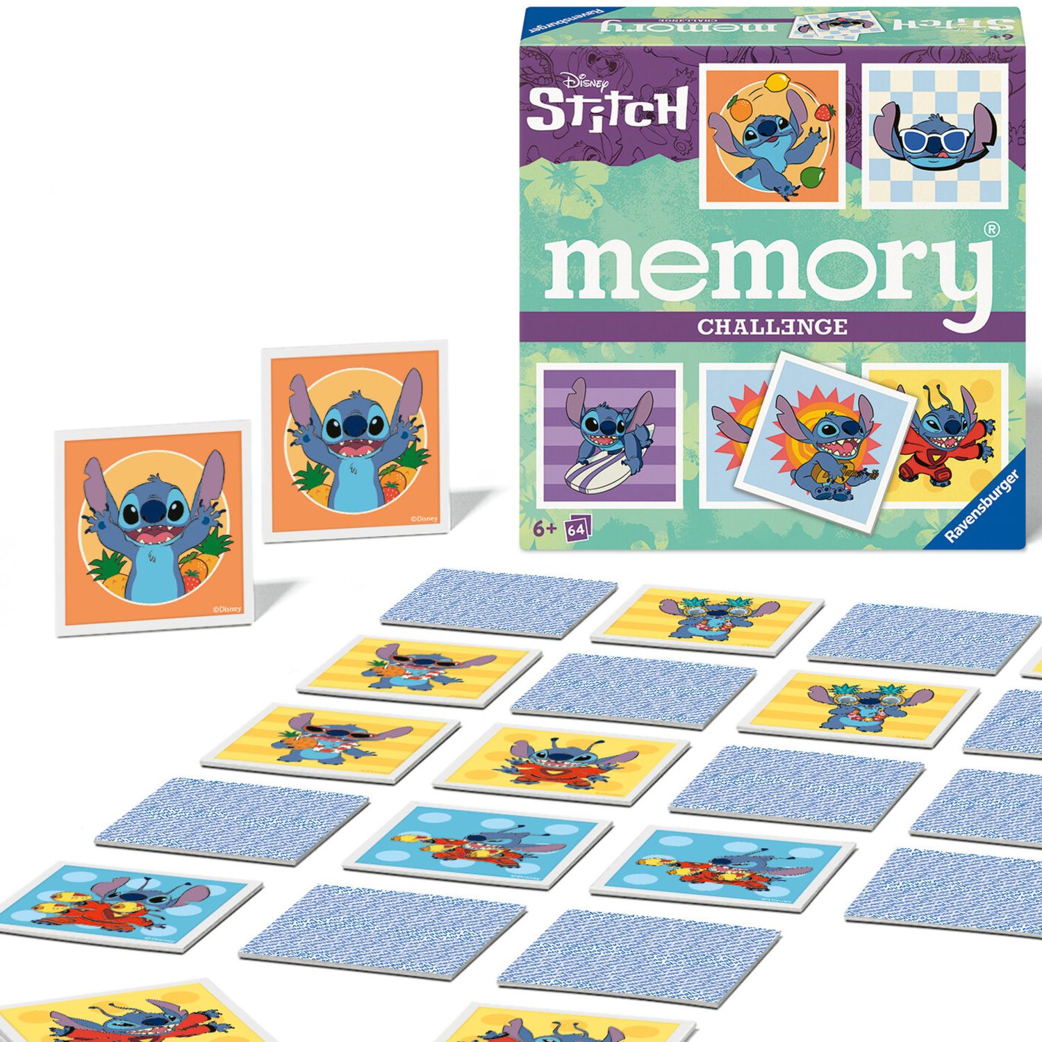 Ravensburger memory stitch challenge - gioco di memoria con 64 carte, 6+ anni - Disney Stitch