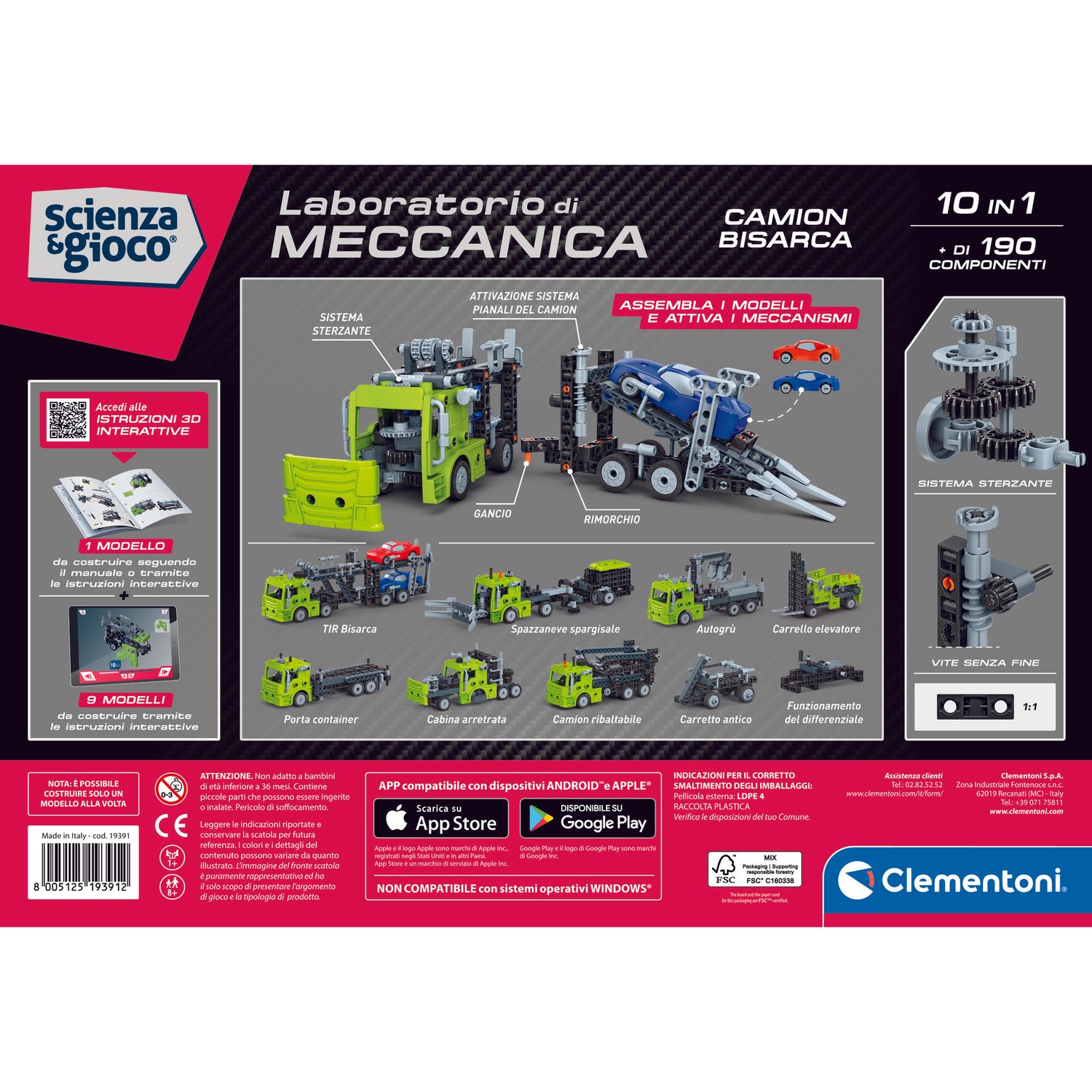 Clementoni scienza & gioco car transporter 19391 – kit per costruire veicolo trasportatore - CLEMENTONI