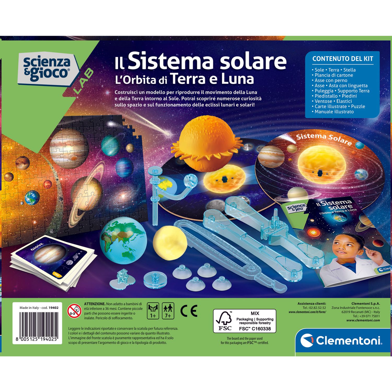 Clementoni scienza & gioco sistema solare: orbita di terra e luna 19402 – gioco educativo astronomia - CLEMENTONI