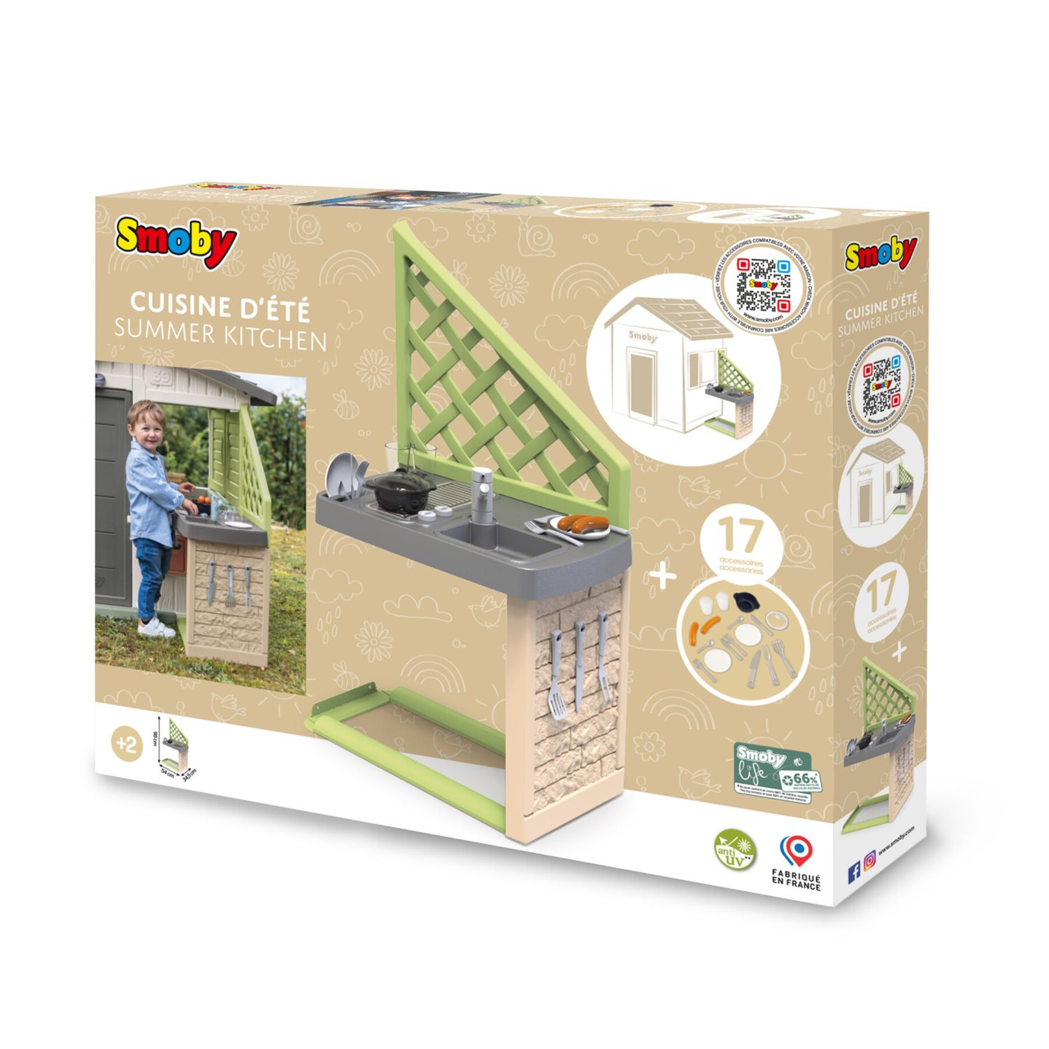 Cucina estiva smoby life per casette - accessori inclusi, gioco creativo - SMOBY