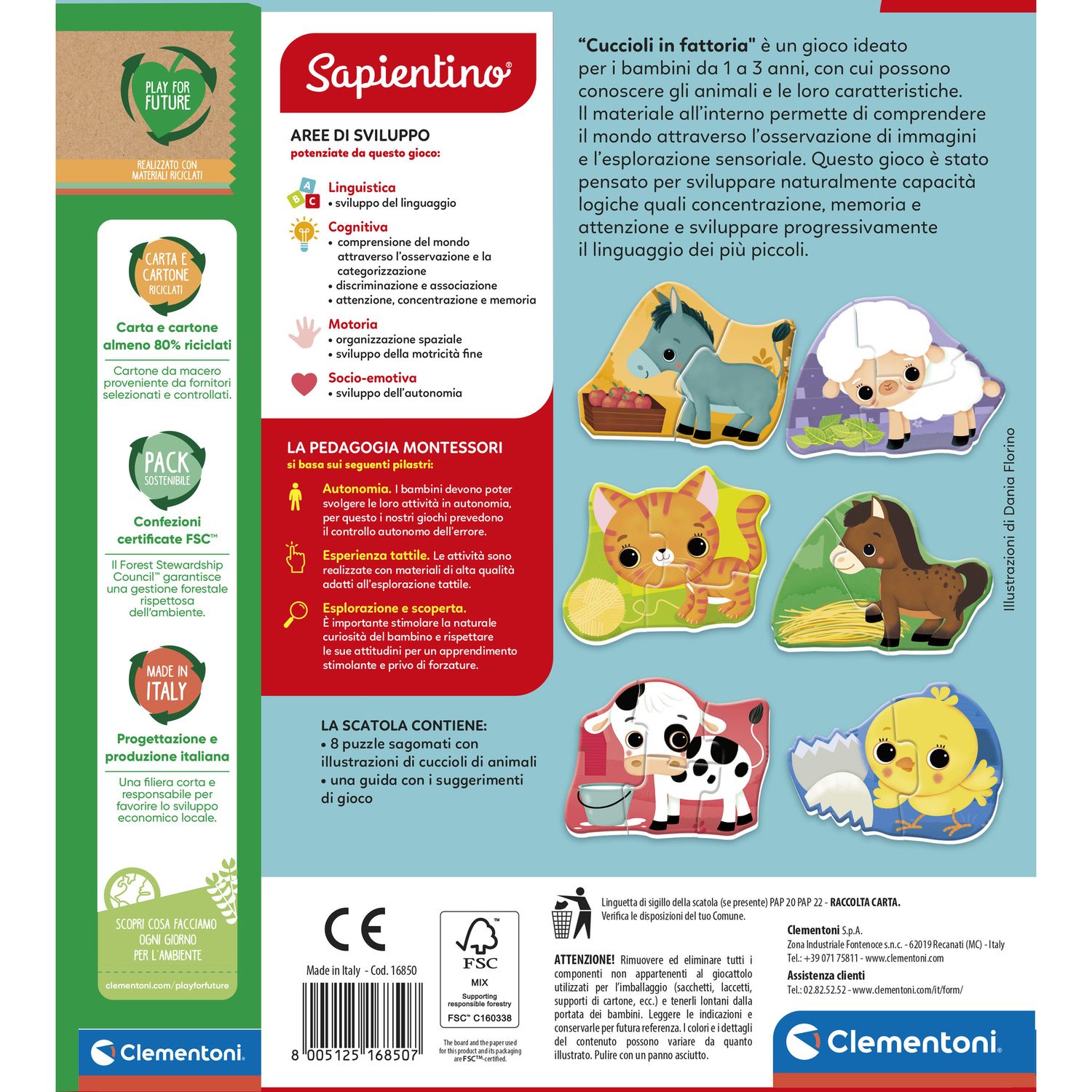 Clementoni montessori cuccioli in fattoria 16850 – gioco educativo montessori per bambini - SAPIENTINO